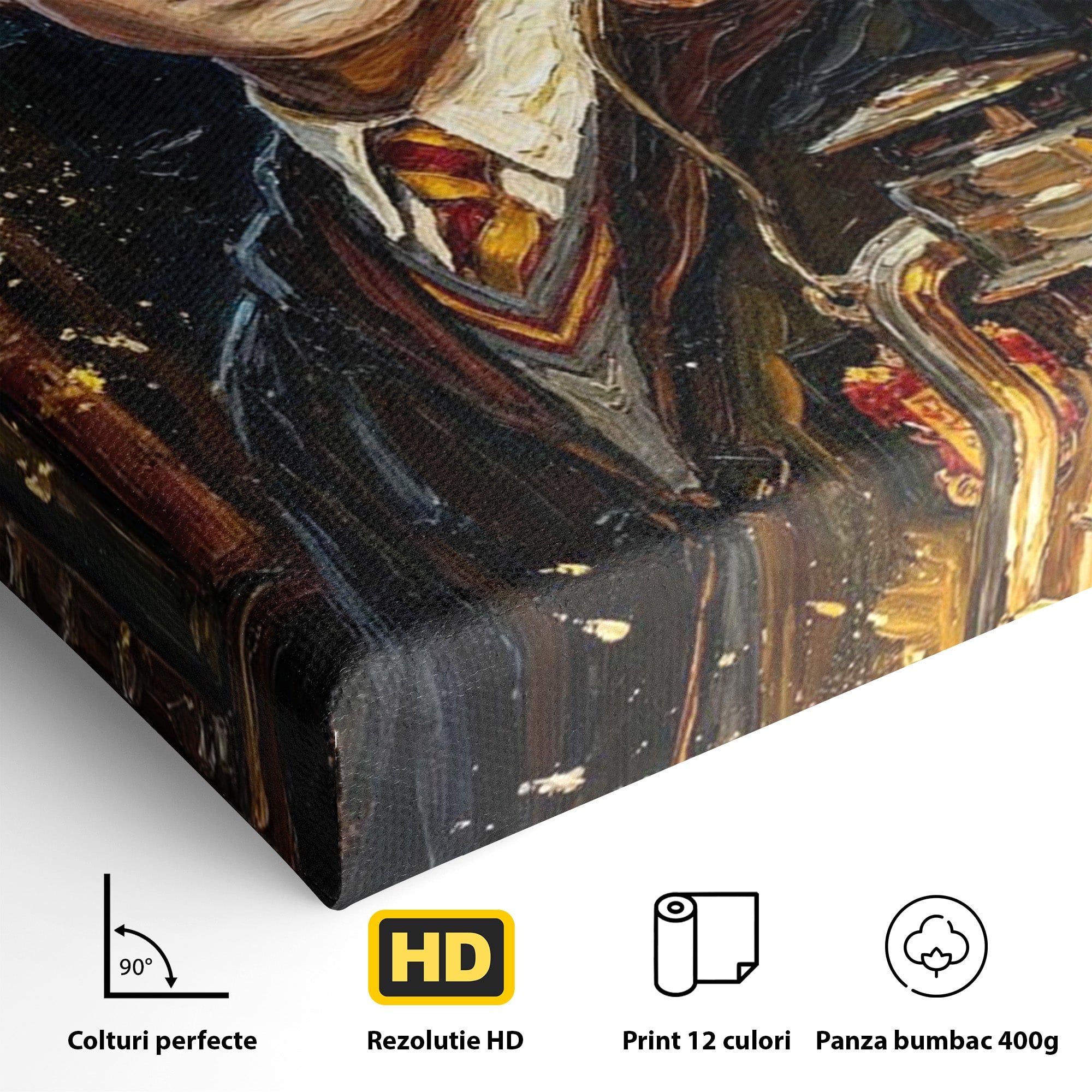 Tablou Canvas Premium LuxCanva® PI1214, Harry Potter, Vrajitor, Felinar, Magie, Biblioteca, Dormitor, Culori Vibrante