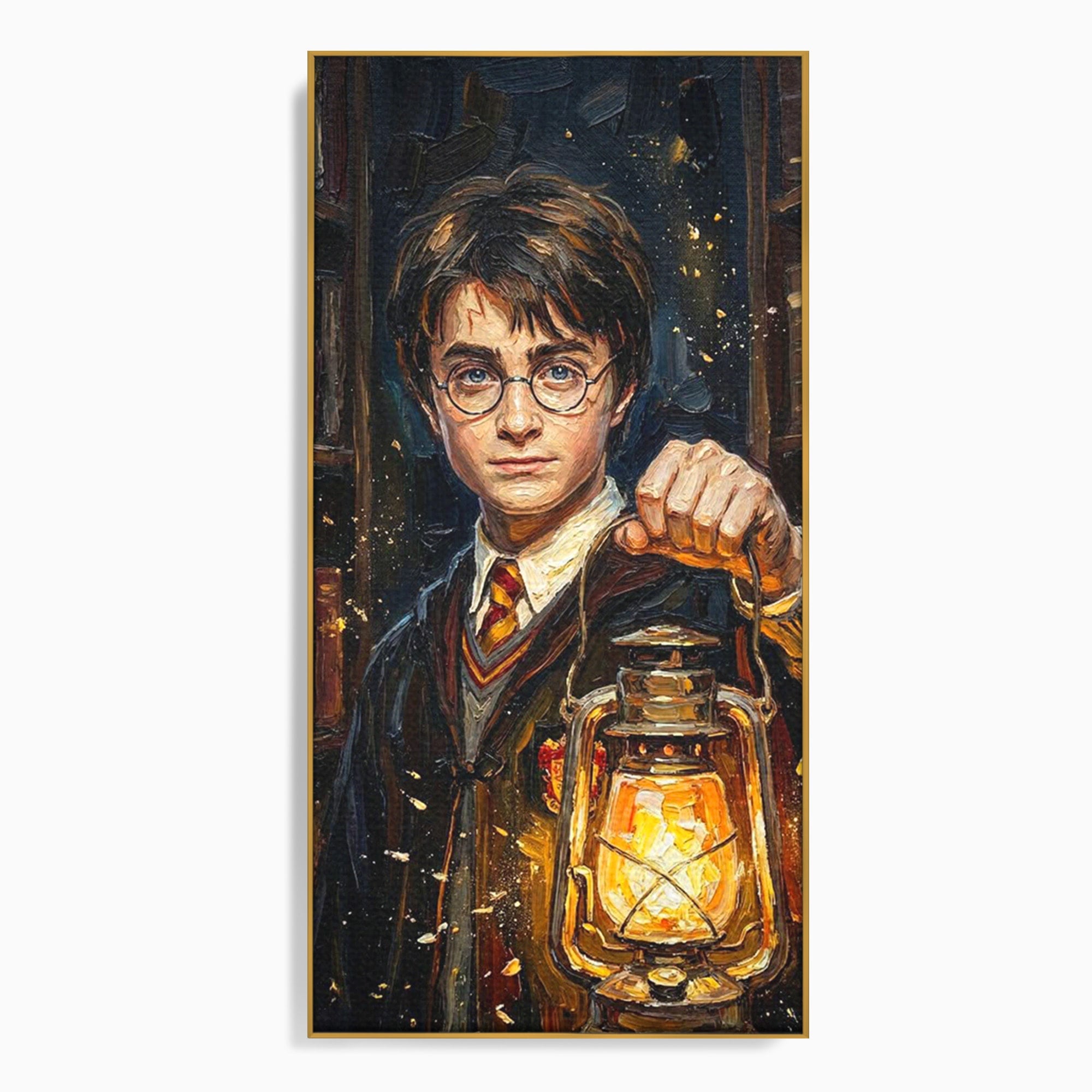 Tablou Canvas Premium LuxCanva® PI1214, Harry Potter, Vrajitor, Felinar, Magie, Biblioteca, Dormitor, Culori Vibrante