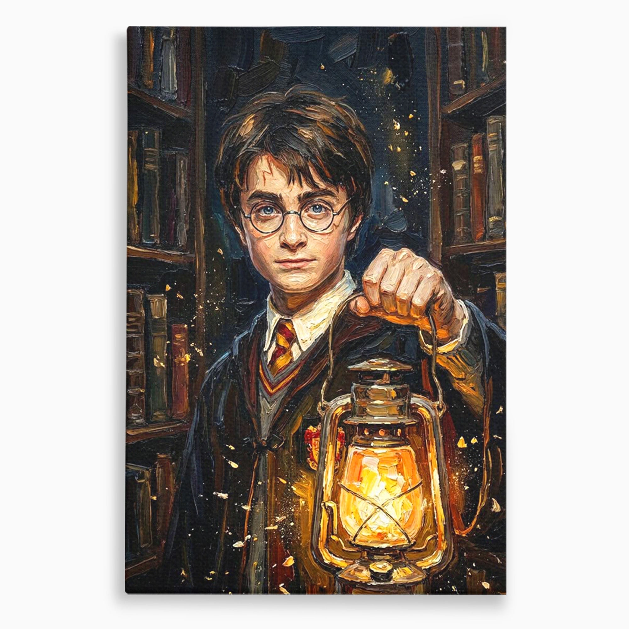 Tablou Canvas Premium LuxCanva® PI1214, Harry Potter, Vrajitor, Felinar, Magie, Biblioteca, Dormitor, Culori Vibrante