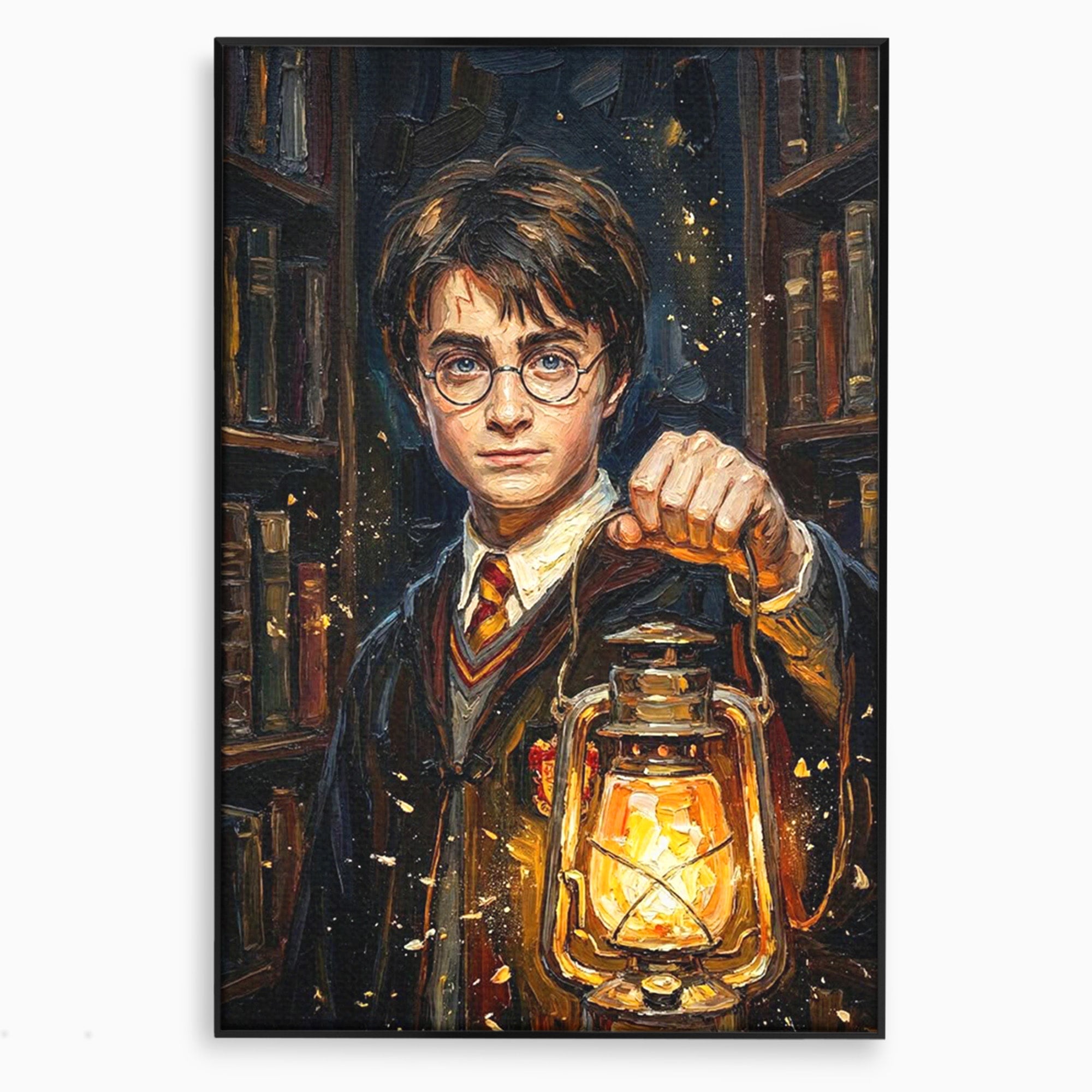 Tablou Canvas Premium LuxCanva® PI1214, Harry Potter, Vrajitor, Felinar, Magie, Biblioteca, Dormitor, Culori Vibrante