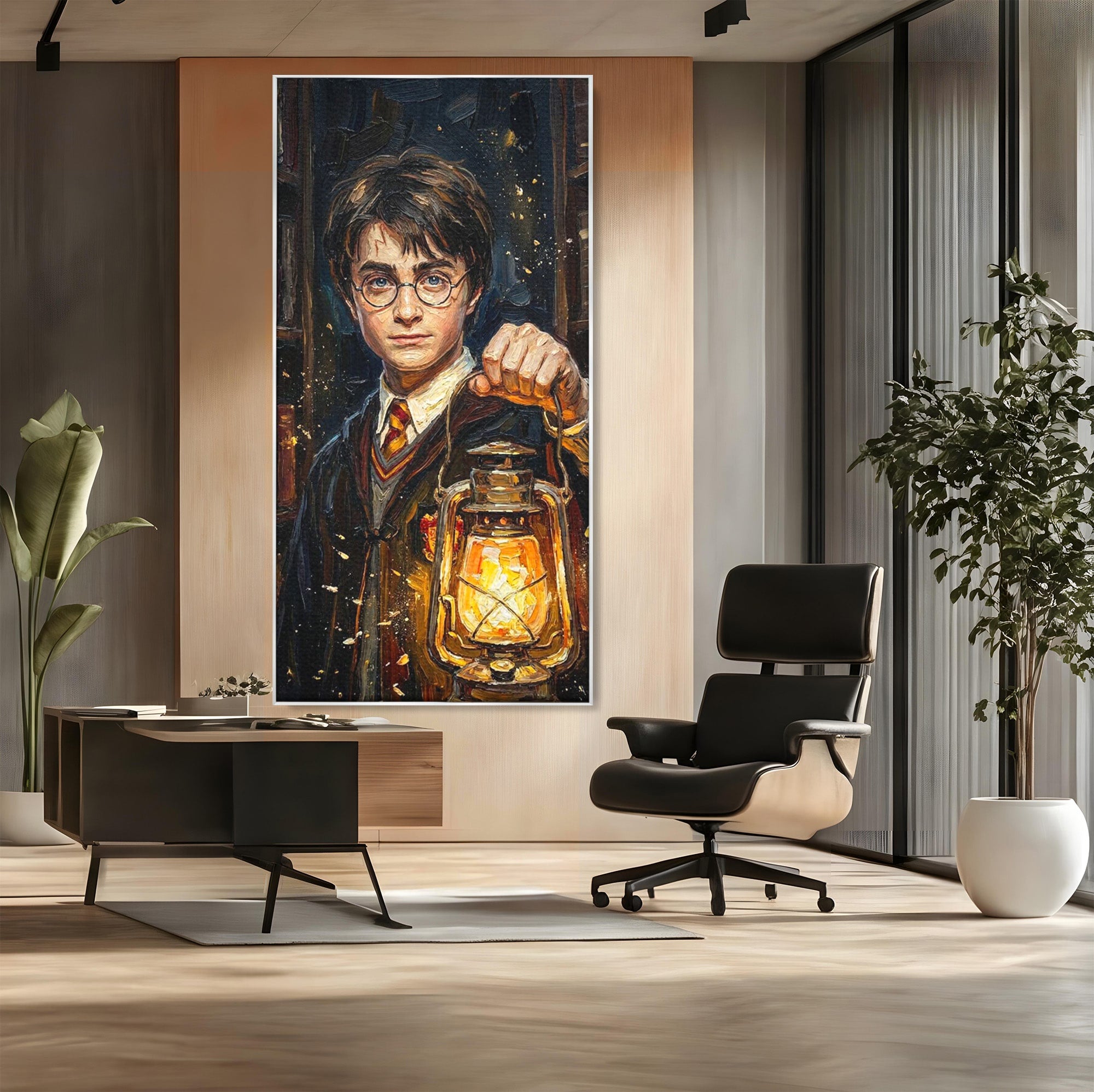 Tablou Canvas Premium LuxCanva® PI1214, Harry Potter, Vrajitor, Felinar, Magie, Biblioteca, Dormitor, Culori Vibrante