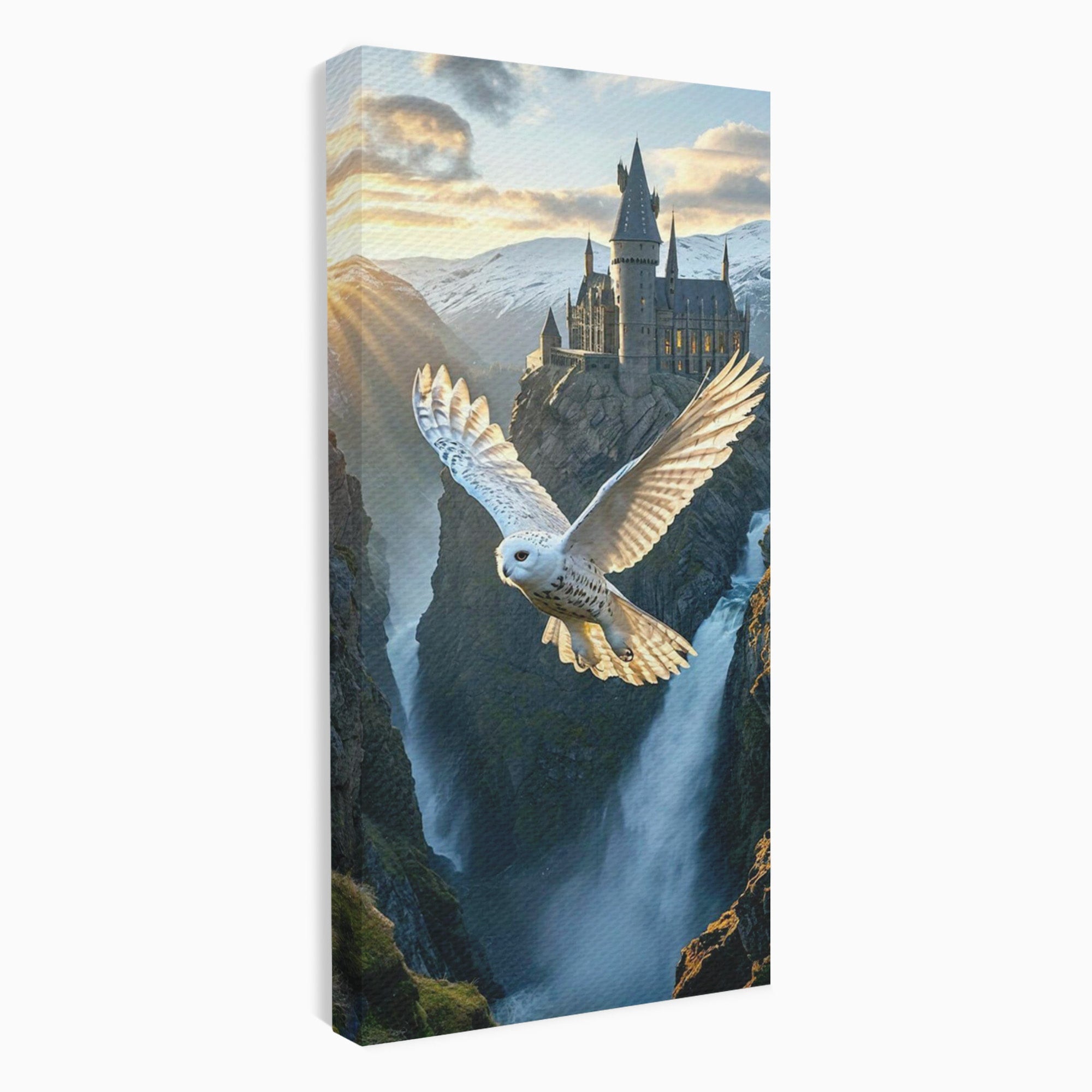Tablou Canvas Premium LuxCanva® PI1217, Bufnita Magica, Hogwarts, Castel, Fantasy, Peisaj, Living, Culori Vibrante