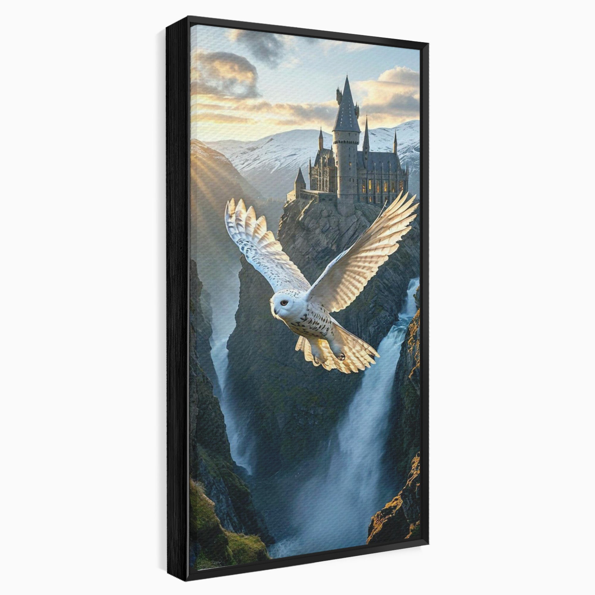 Tablou Canvas Premium LuxCanva® PI1217, Bufnita Magica, Hogwarts, Castel, Fantasy, Peisaj, Living, Culori Vibrante