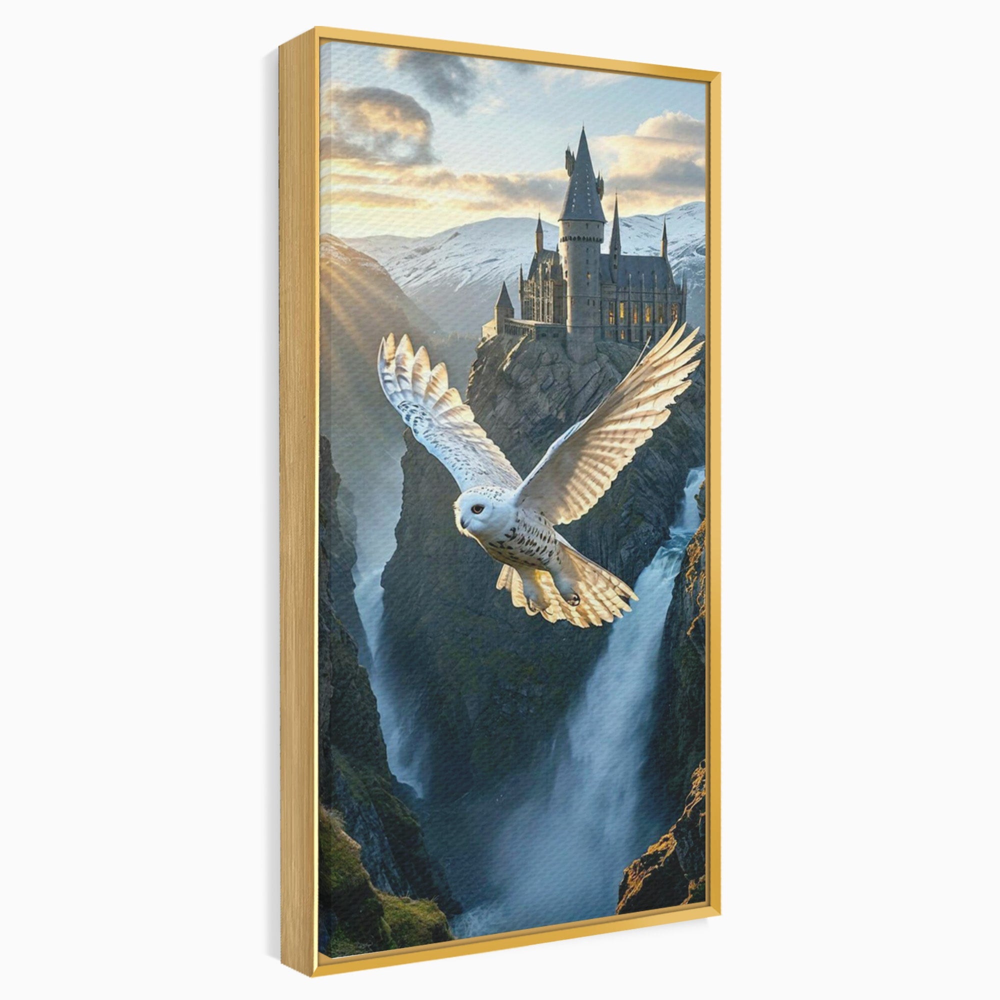 Tablou Canvas Premium LuxCanva® PI1217, Bufnita Magica, Hogwarts, Castel, Fantasy, Peisaj, Living, Culori Vibrante