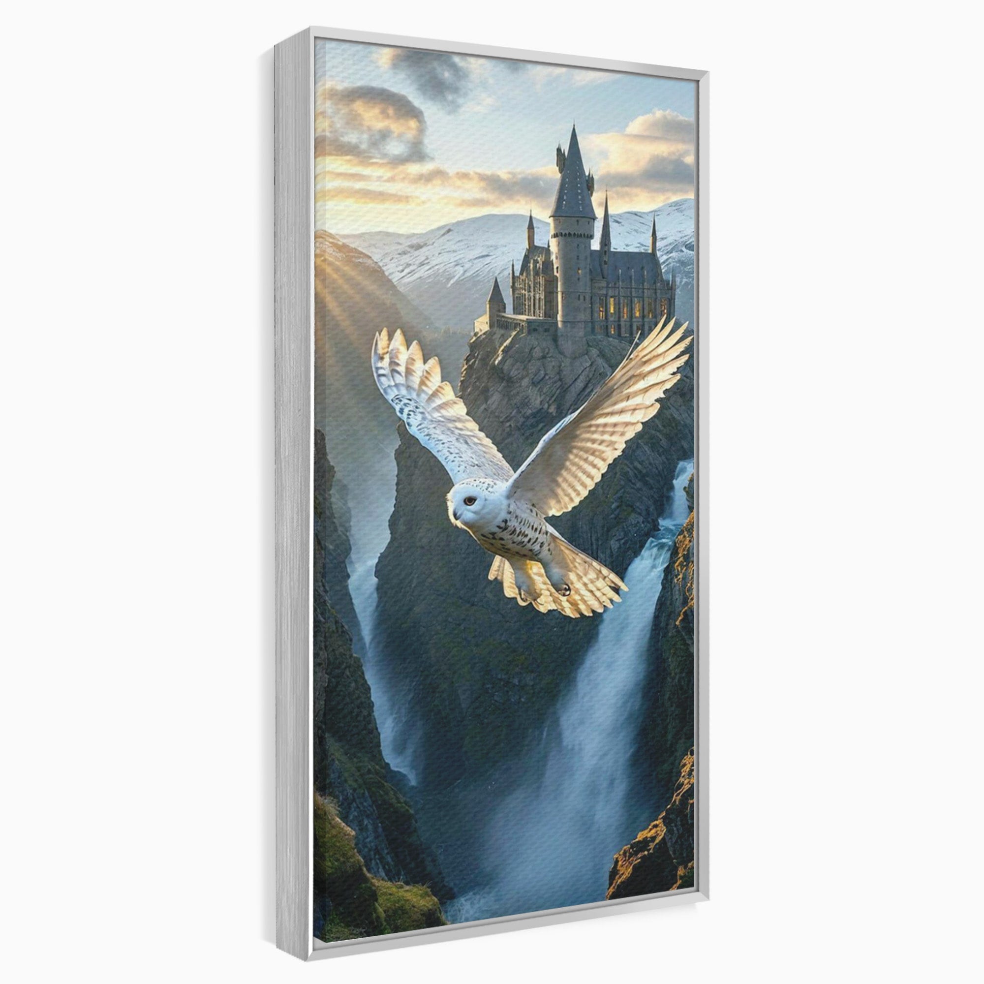 Tablou Canvas Premium LuxCanva® PI1217, Bufnita Magica, Hogwarts, Castel, Fantasy, Peisaj, Living, Culori Vibrante