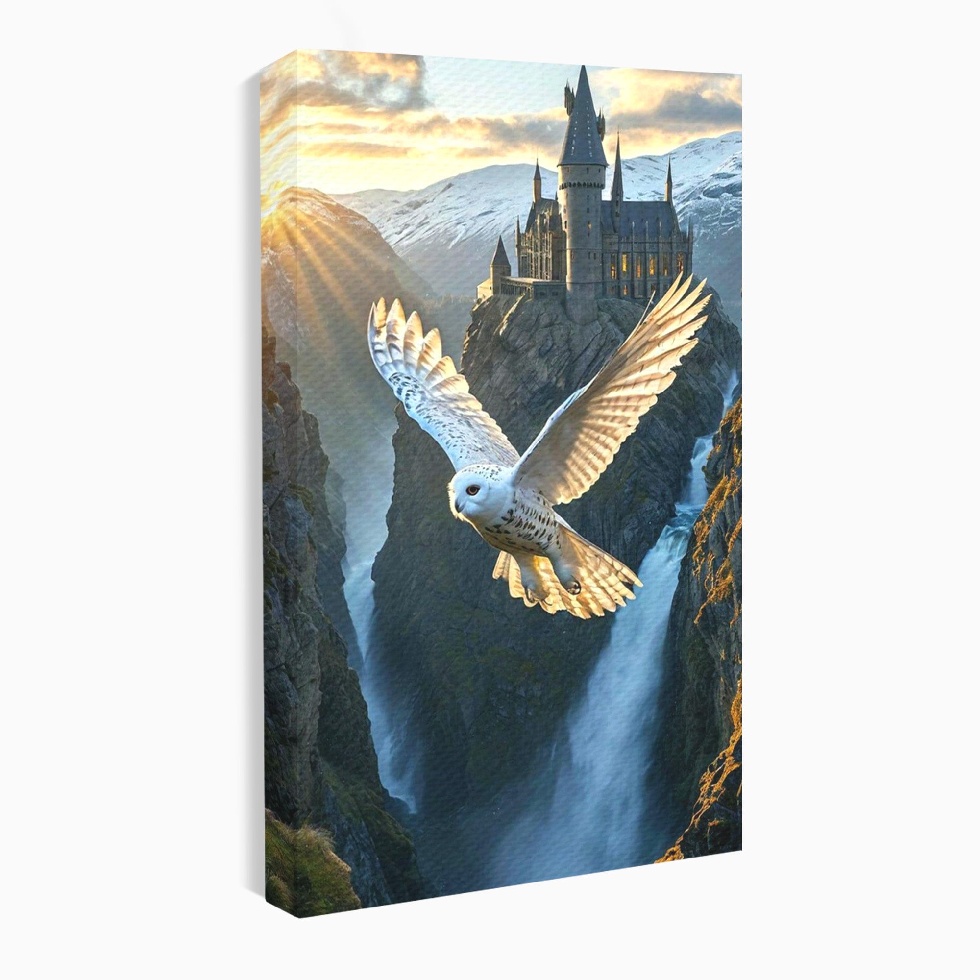 Tablou Canvas Premium LuxCanva® PI1217, Bufnita Magica, Hogwarts, Castel, Fantasy, Peisaj, Living, Culori Vibrante