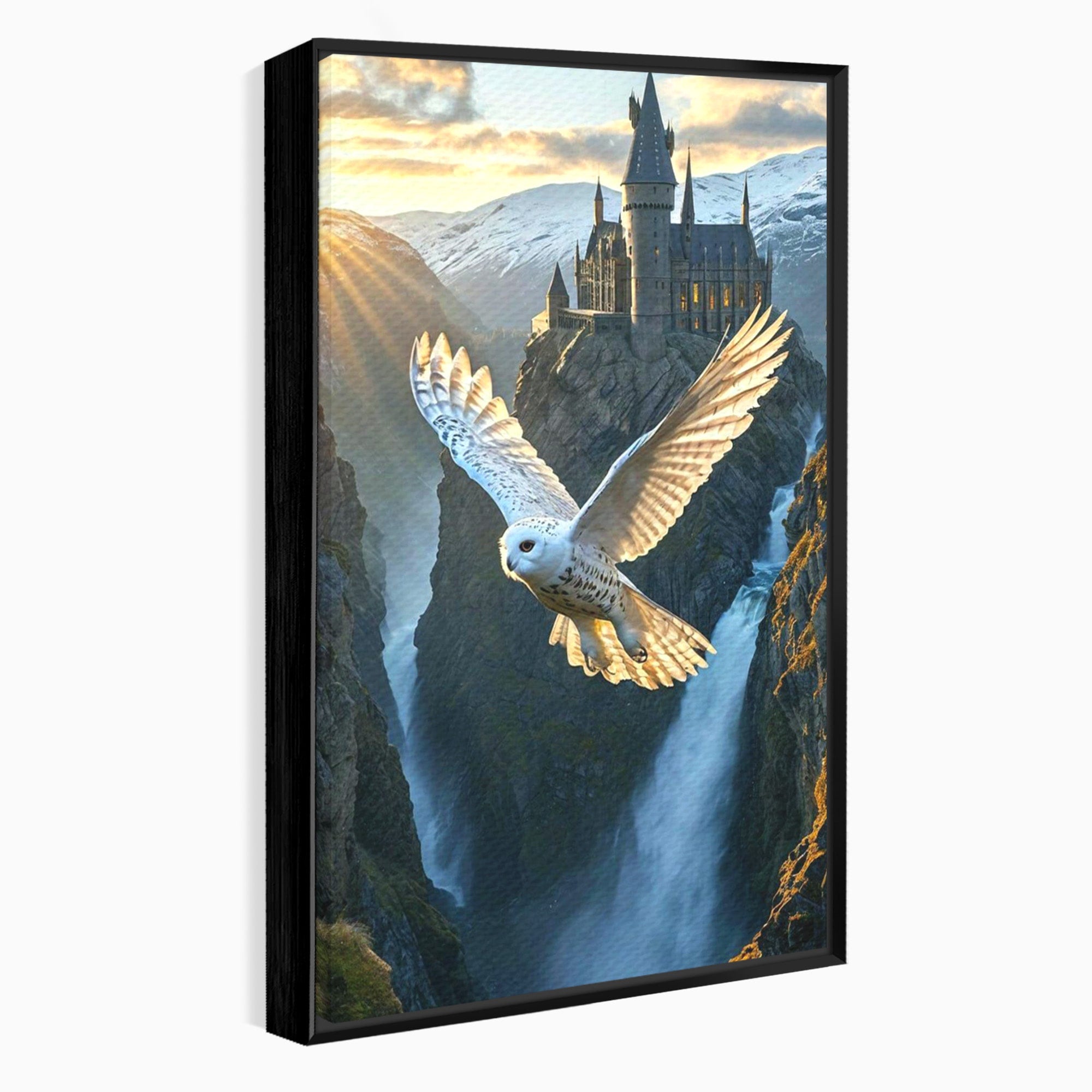 Tablou Canvas Premium LuxCanva® PI1217, Bufnita Magica, Hogwarts, Castel, Fantasy, Peisaj, Living, Culori Vibrante