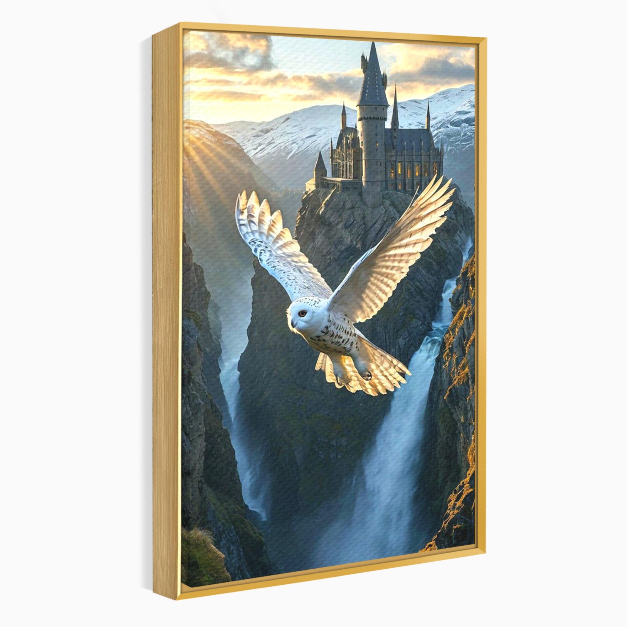 Tablou Canvas Premium LuxCanva® PI1217, Bufnita Magica, Hogwarts, Castel, Fantasy, Peisaj, Living, Culori Vibrante