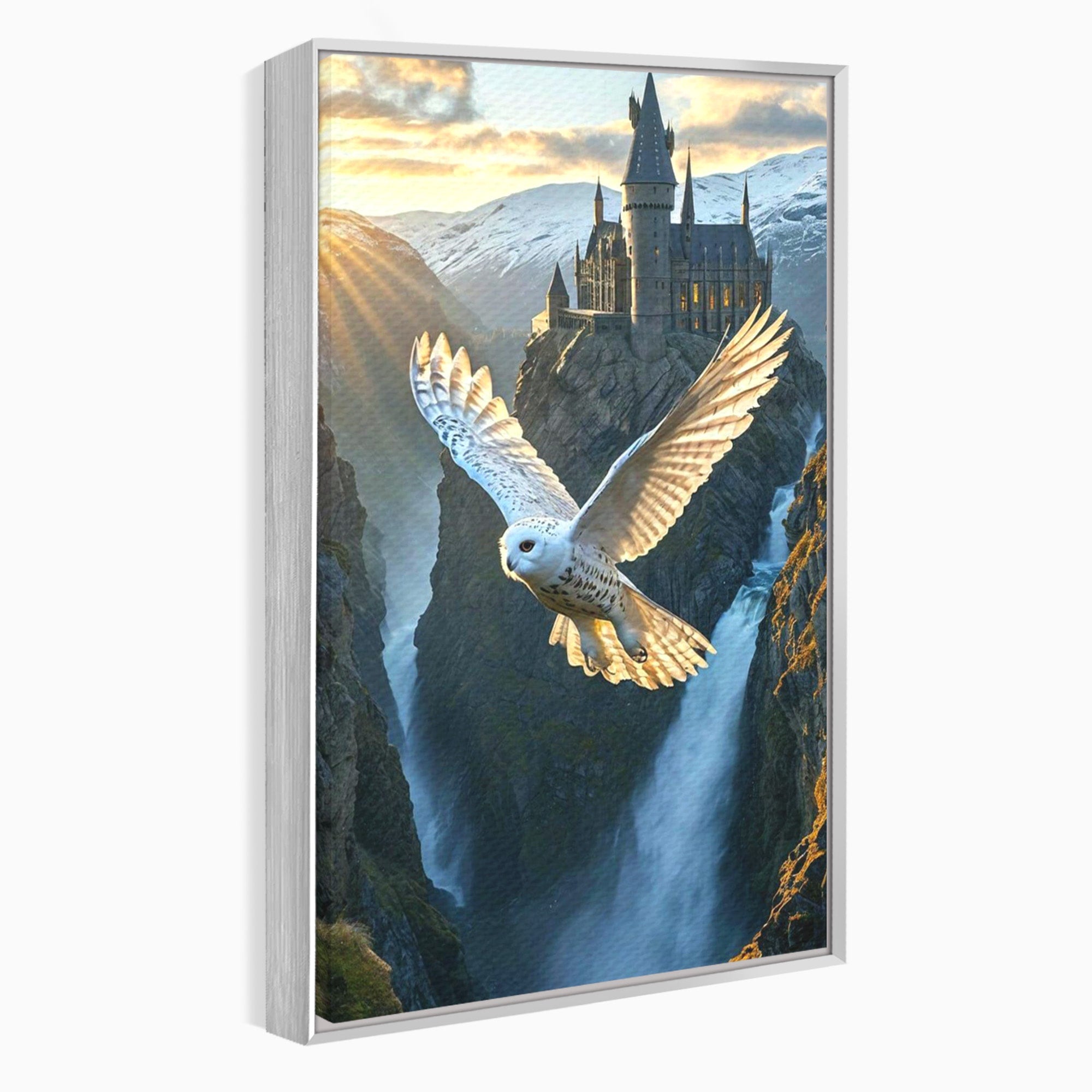 Tablou Canvas Premium LuxCanva® PI1217, Bufnita Magica, Hogwarts, Castel, Fantasy, Peisaj, Living, Culori Vibrante