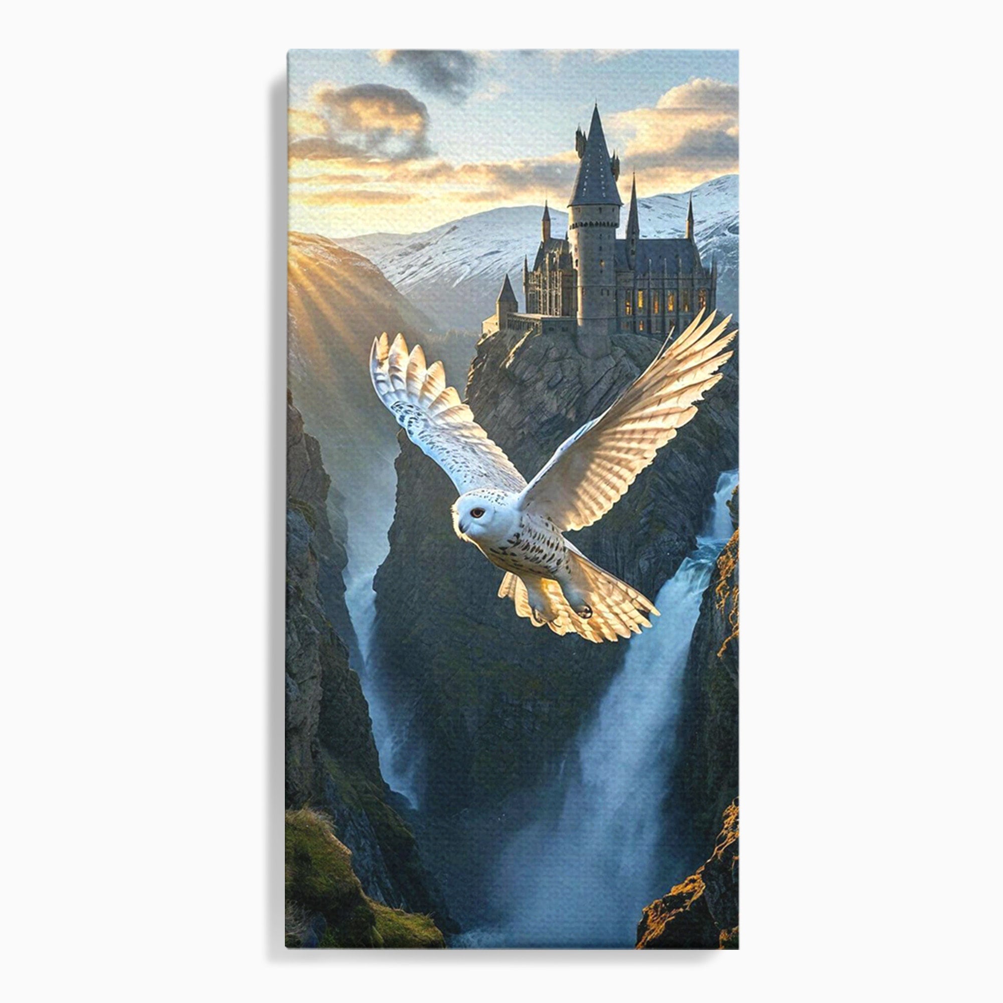 Tablou Canvas Premium LuxCanva® PI1217, Bufnita Magica, Hogwarts, Castel, Fantasy, Peisaj, Living, Culori Vibrante