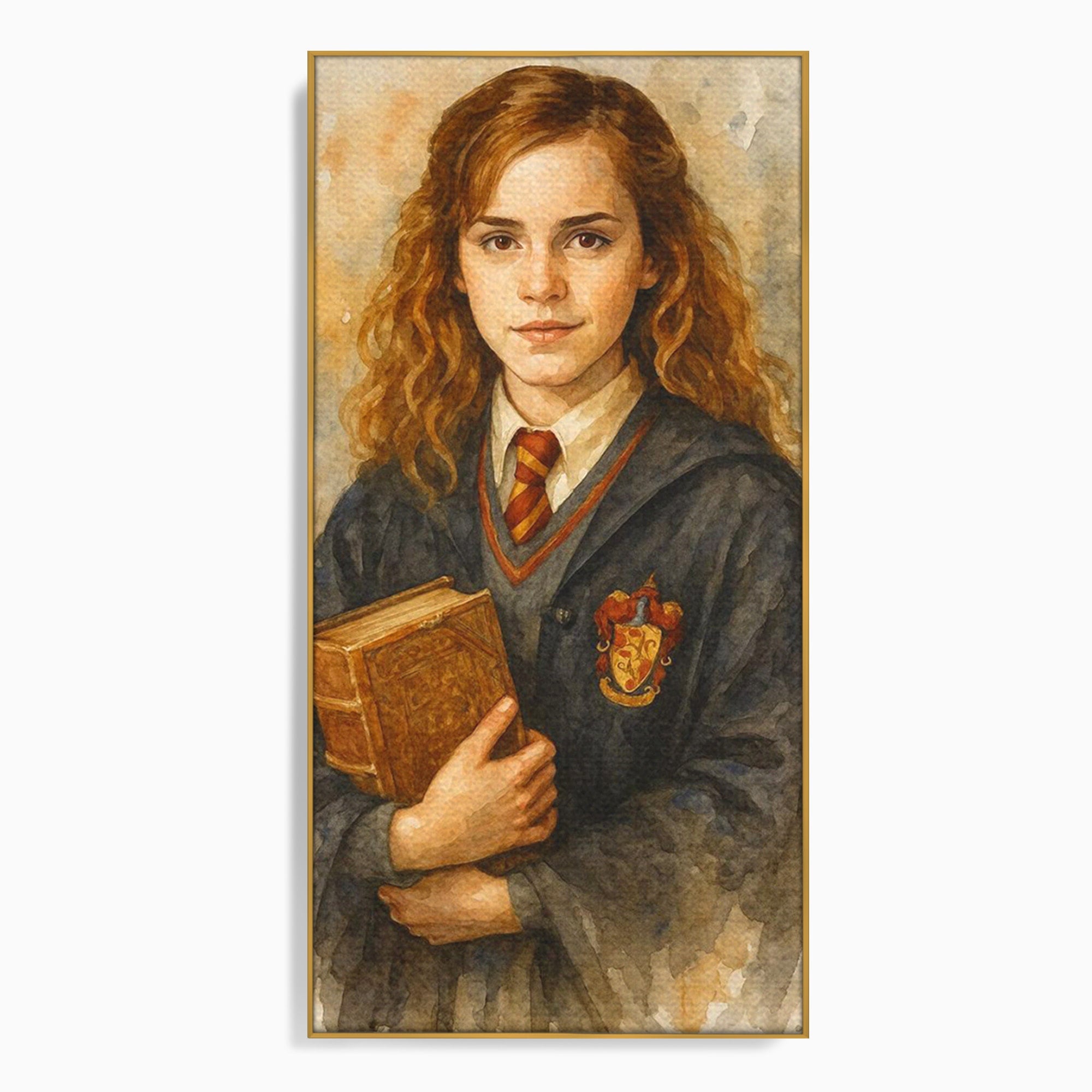Tablou Canvas Premium LuxCanva® PI1219, Fata Cu Carte, Fata, Hermione, Portret, Living, Educatie, Culori Vibrante