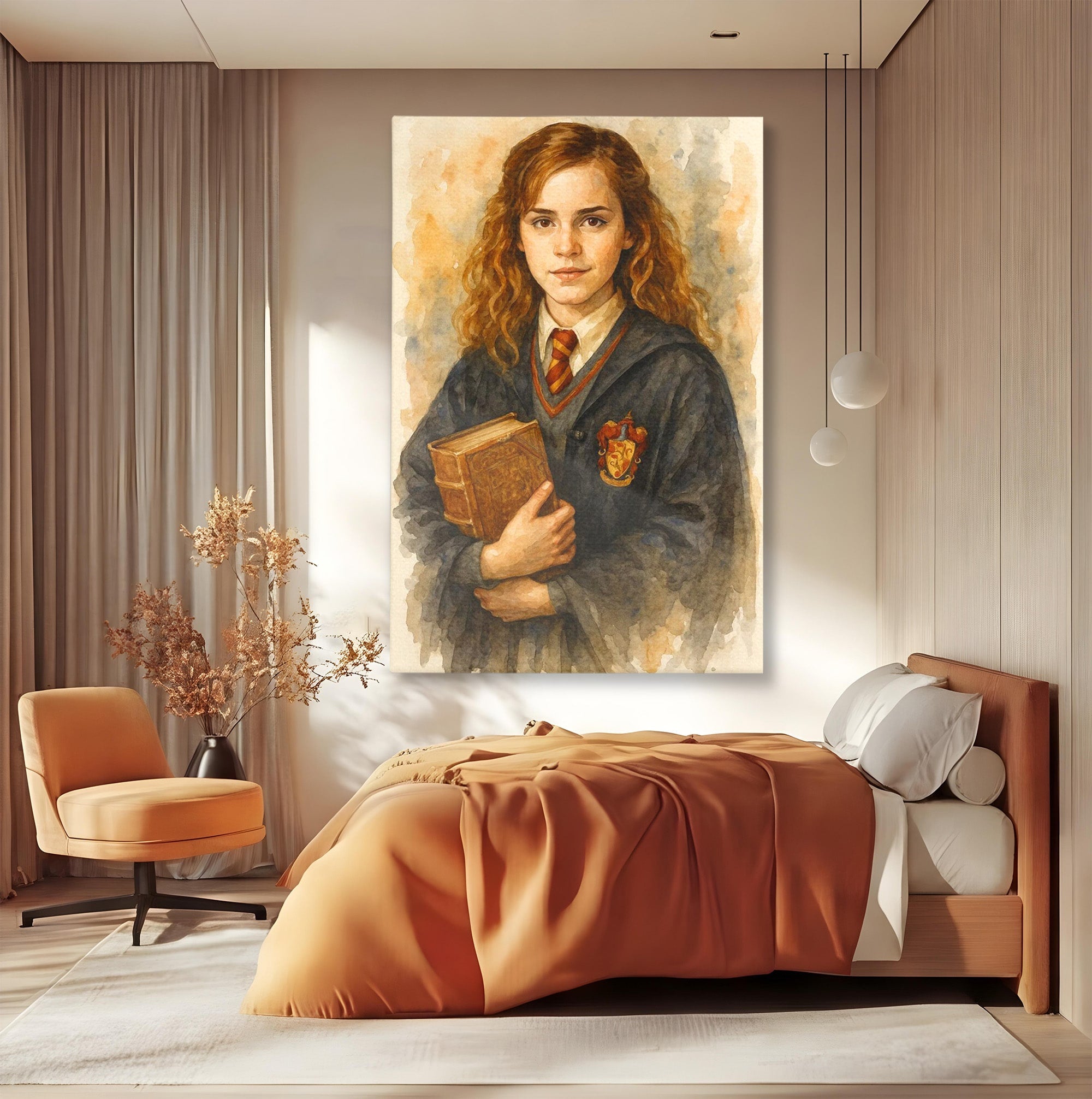 Tablou Canvas Premium LuxCanva® PI1219, Fata Cu Carte, Fata, Hermione, Portret, Living, Educatie, Culori Vibrante