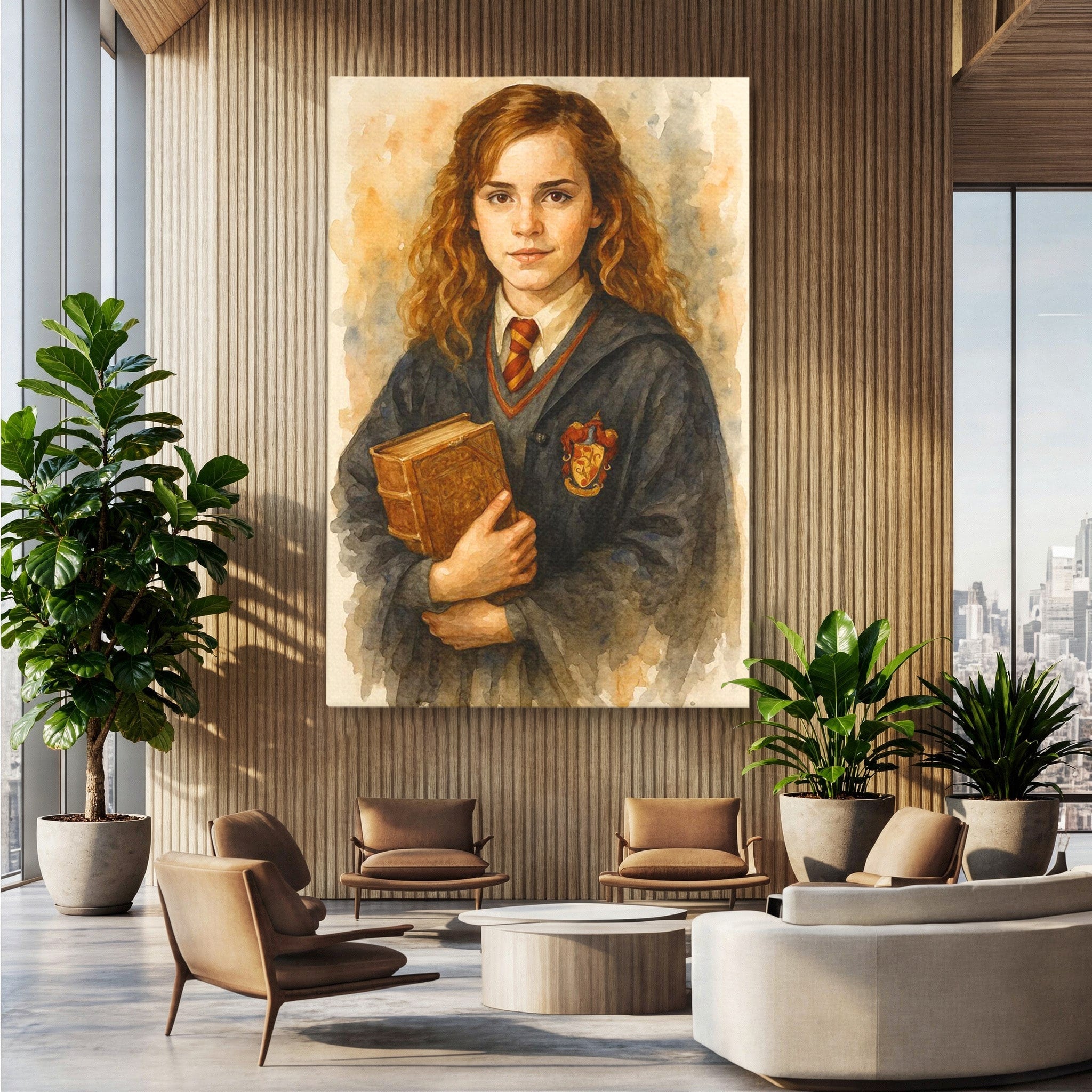 Tablou Canvas Premium LuxCanva® PI1219, Fata Cu Carte, Fata, Hermione, Portret, Living, Educatie, Culori Vibrante