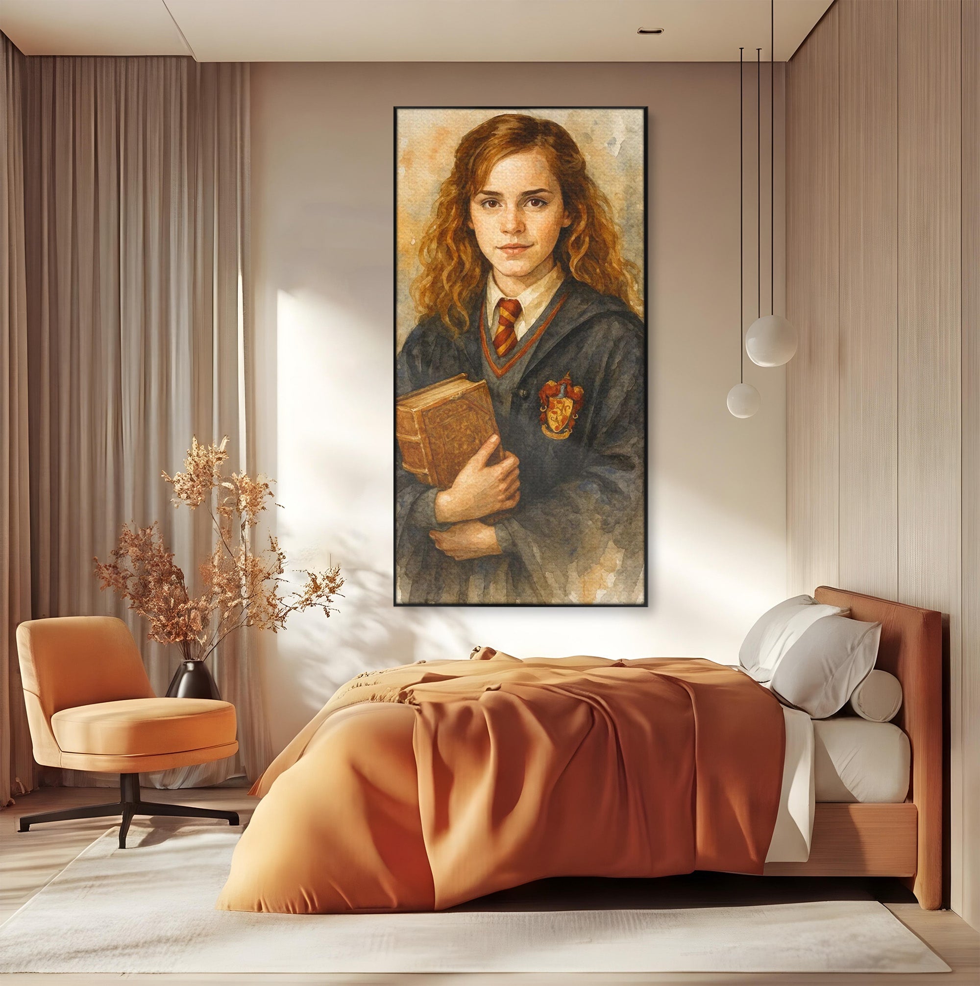 Tablou Canvas Premium LuxCanva® PI1219, Fata Cu Carte, Fata, Hermione, Portret, Living, Educatie, Culori Vibrante