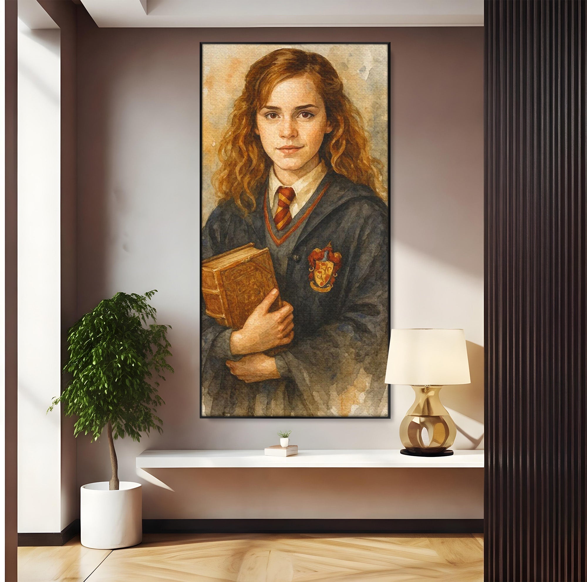 Tablou Canvas Premium LuxCanva® PI1219, Fata Cu Carte, Fata, Hermione, Portret, Living, Educatie, Culori Vibrante