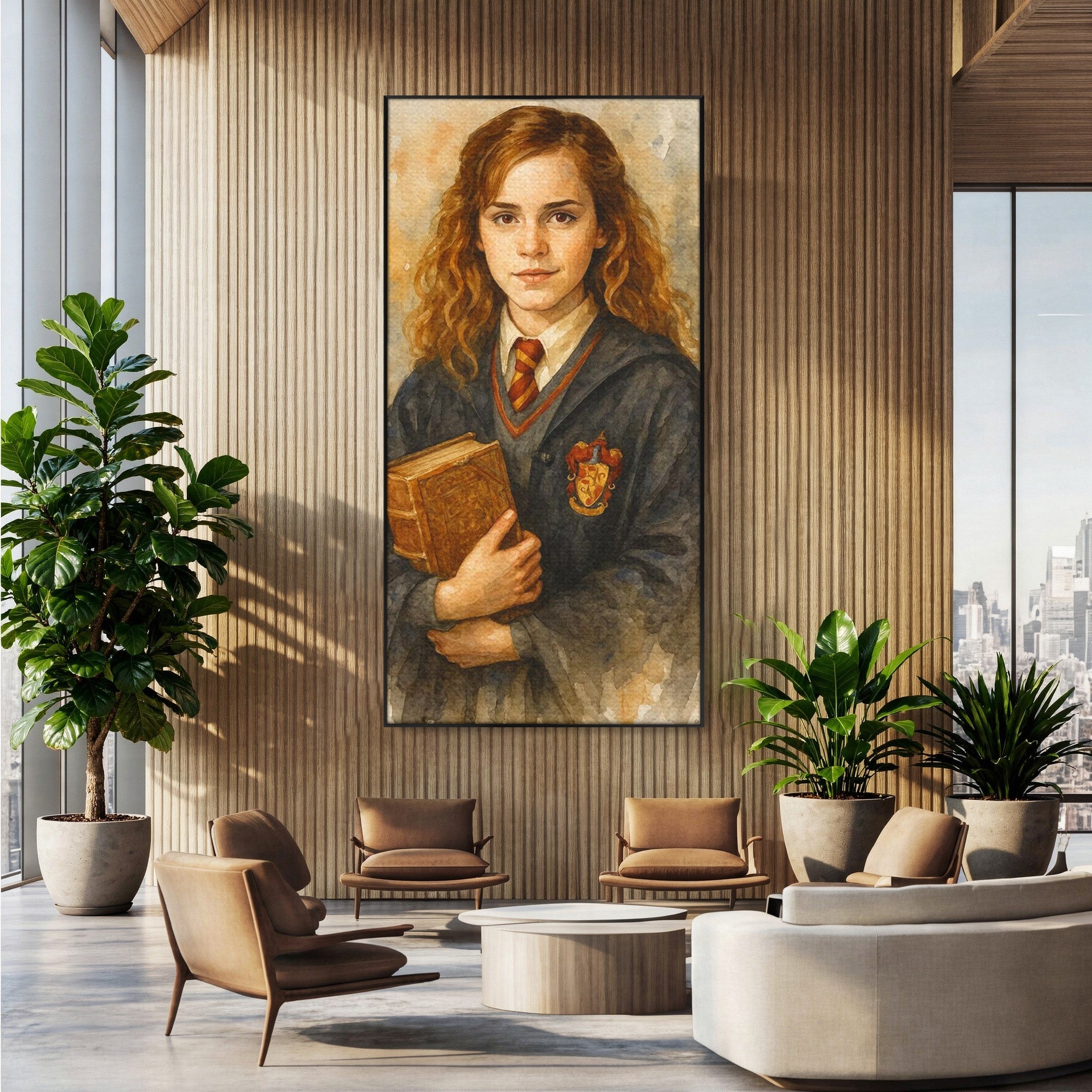 Tablou Canvas Premium LuxCanva® PI1219, Fata Cu Carte, Fata, Hermione, Portret, Living, Educatie, Culori Vibrante
