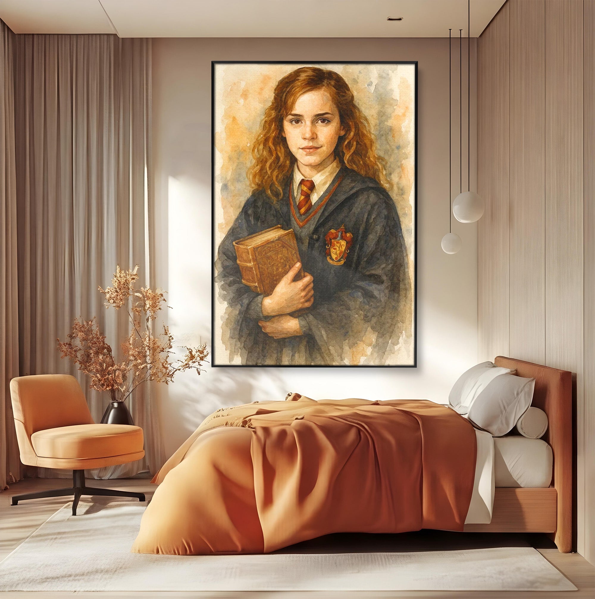 Tablou Canvas Premium LuxCanva® PI1219, Fata Cu Carte, Fata, Hermione, Portret, Living, Educatie, Culori Vibrante