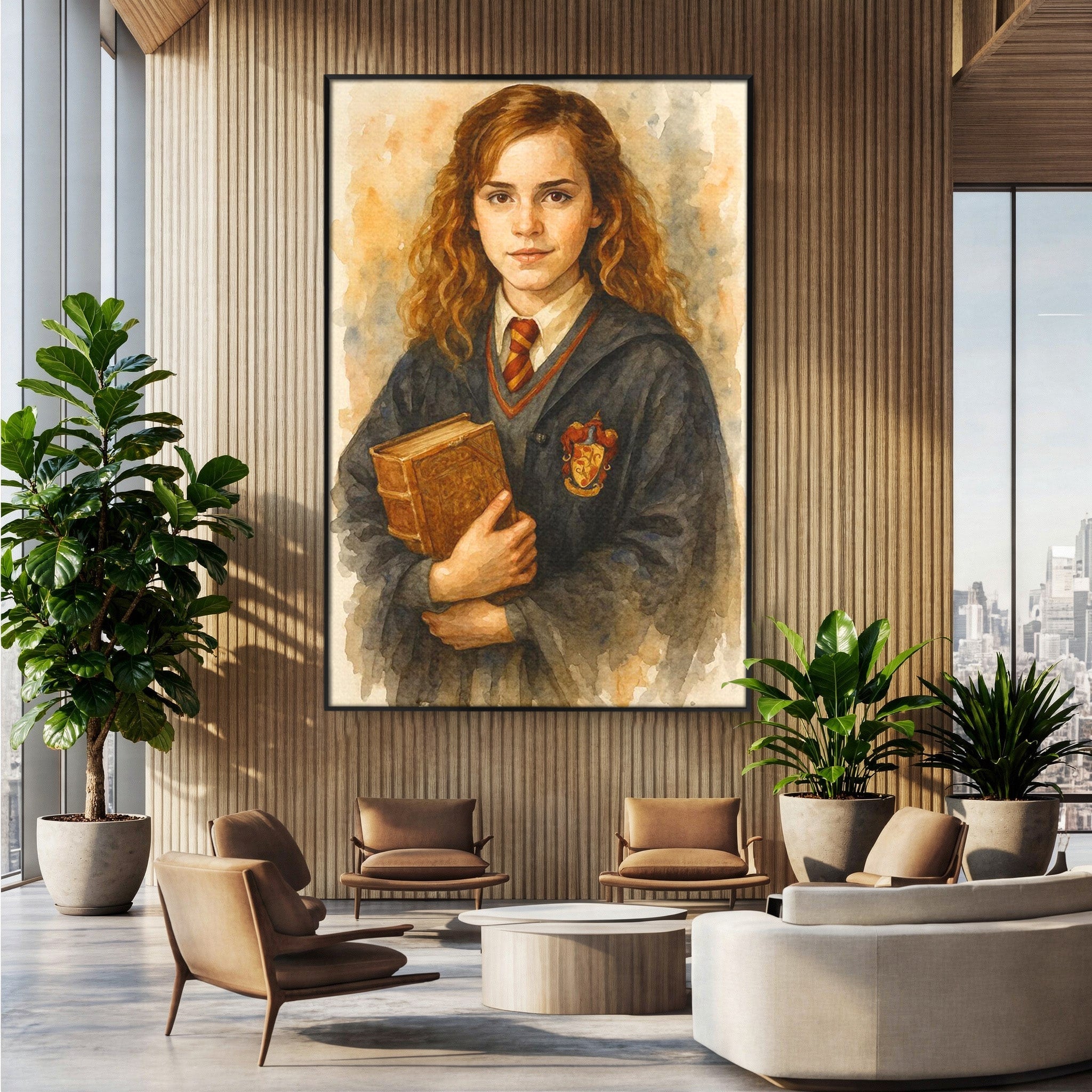 Tablou Canvas Premium LuxCanva® PI1219, Fata Cu Carte, Fata, Hermione, Portret, Living, Educatie, Culori Vibrante