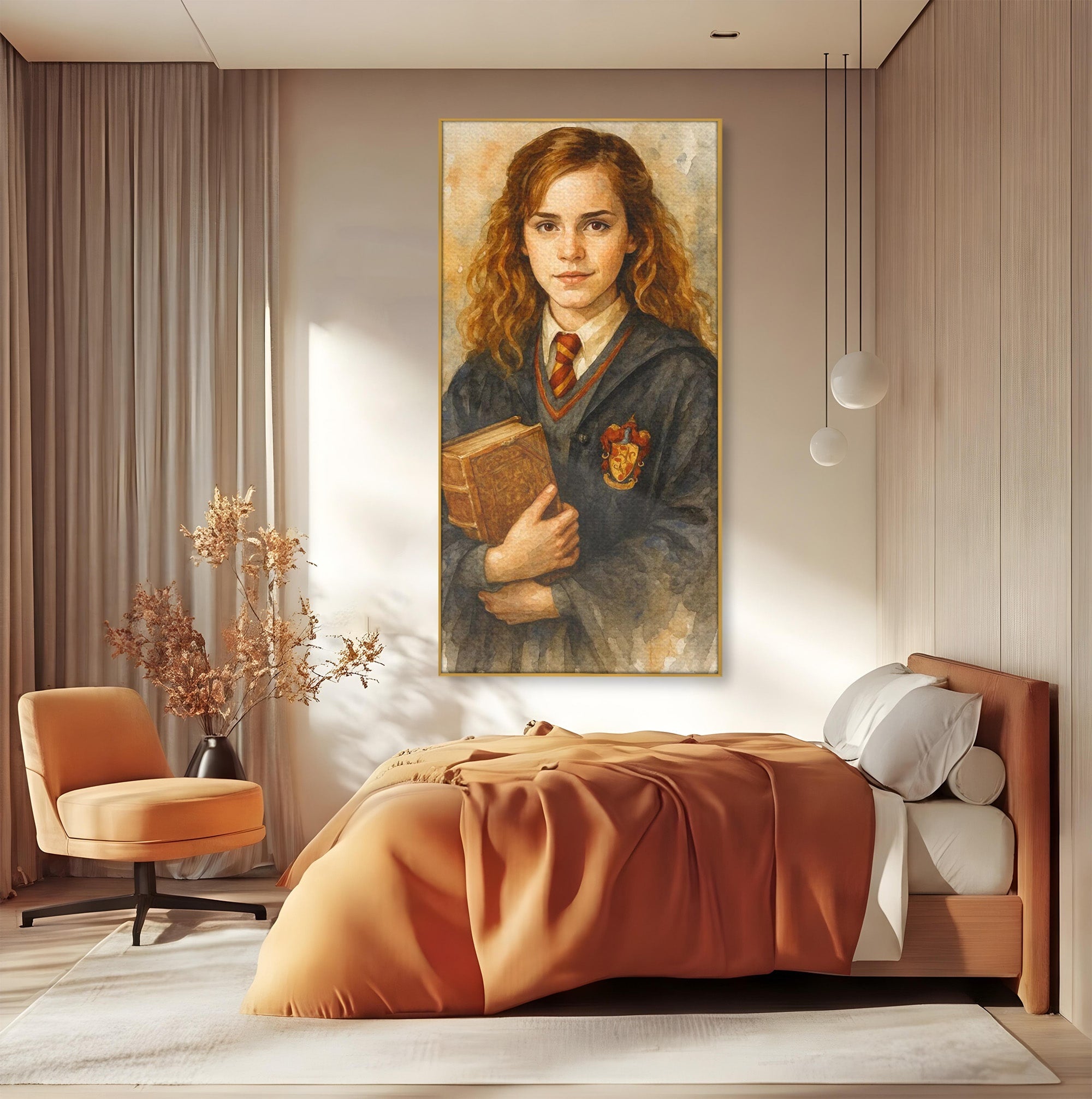 Tablou Canvas Premium LuxCanva® PI1219, Fata Cu Carte, Fata, Hermione, Portret, Living, Educatie, Culori Vibrante