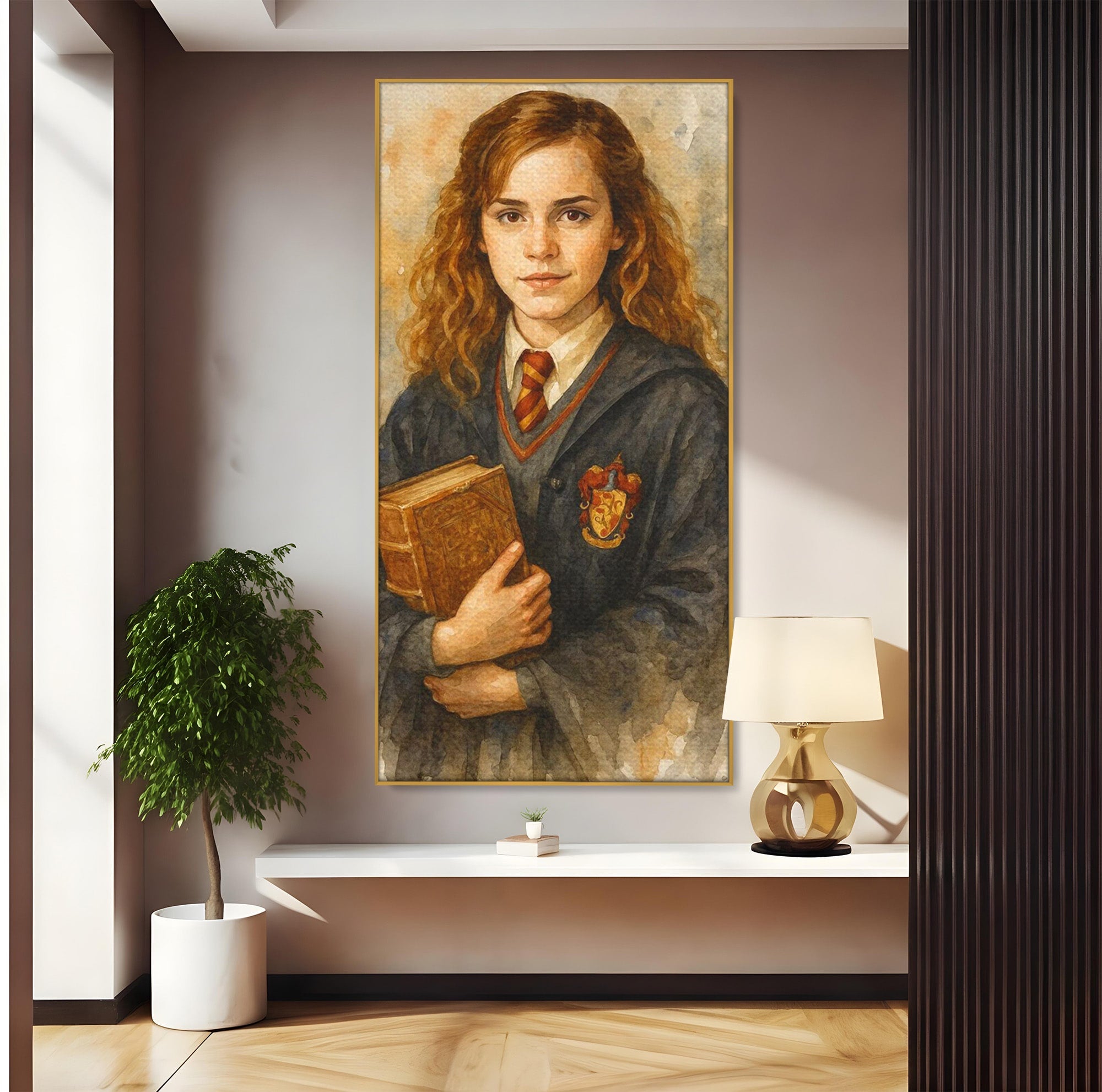 Tablou Canvas Premium LuxCanva® PI1219, Fata Cu Carte, Fata, Hermione, Portret, Living, Educatie, Culori Vibrante