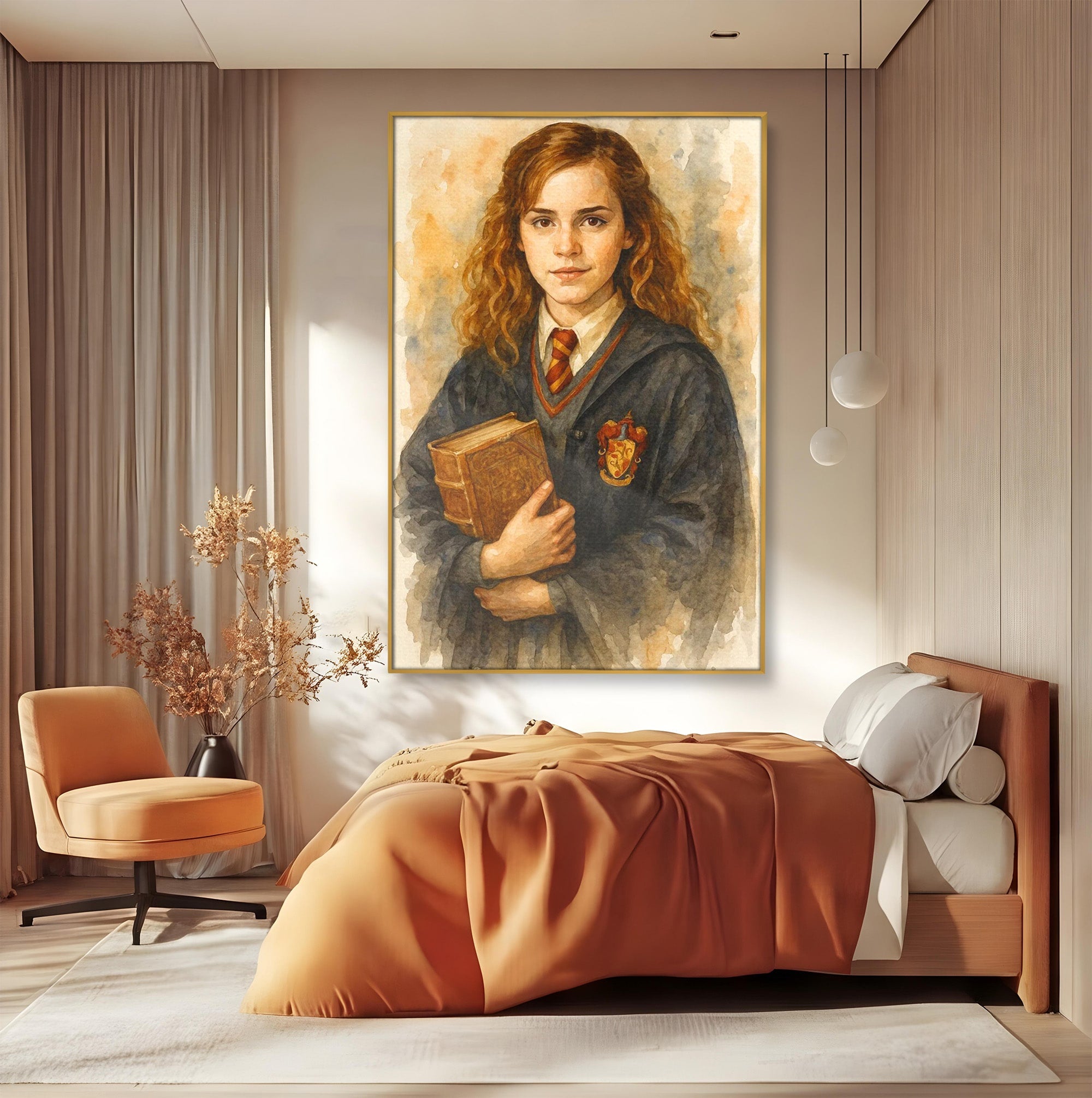 Tablou Canvas Premium LuxCanva® PI1219, Fata Cu Carte, Fata, Hermione, Portret, Living, Educatie, Culori Vibrante