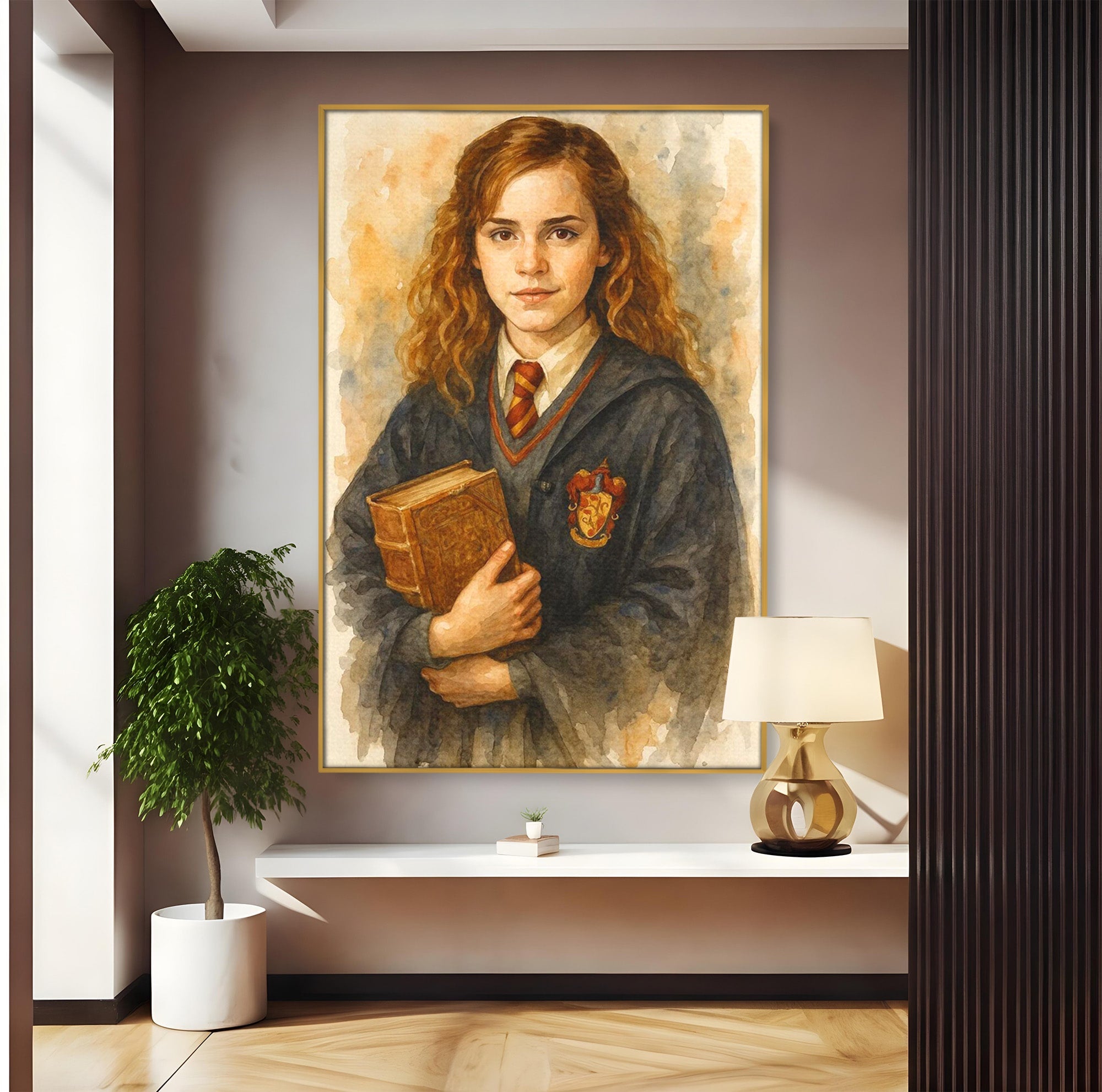 Tablou Canvas Premium LuxCanva® PI1219, Fata Cu Carte, Fata, Hermione, Portret, Living, Educatie, Culori Vibrante