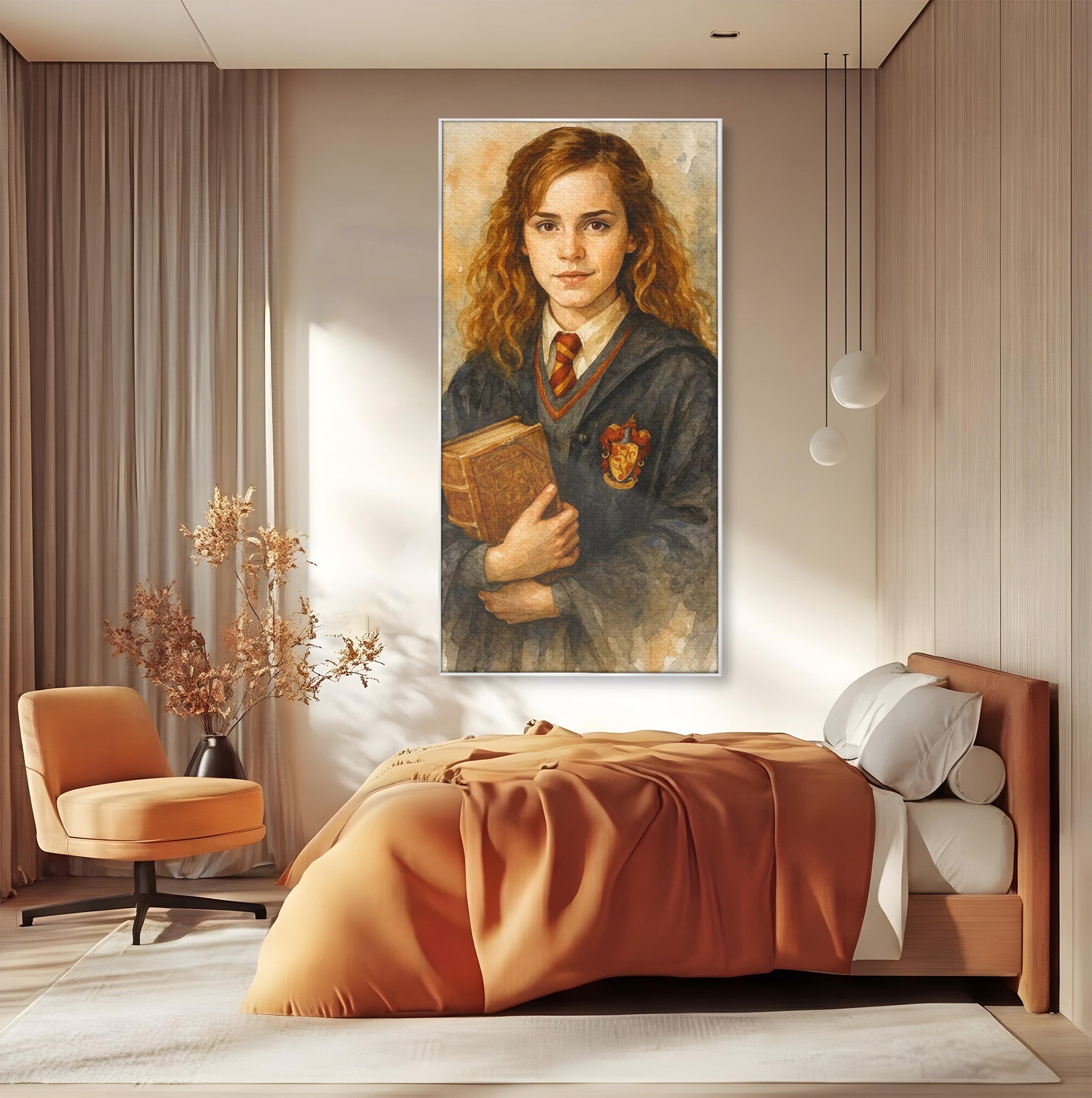 Tablou Canvas Premium LuxCanva® PI1219, Fata Cu Carte, Fata, Hermione, Portret, Living, Educatie, Culori Vibrante