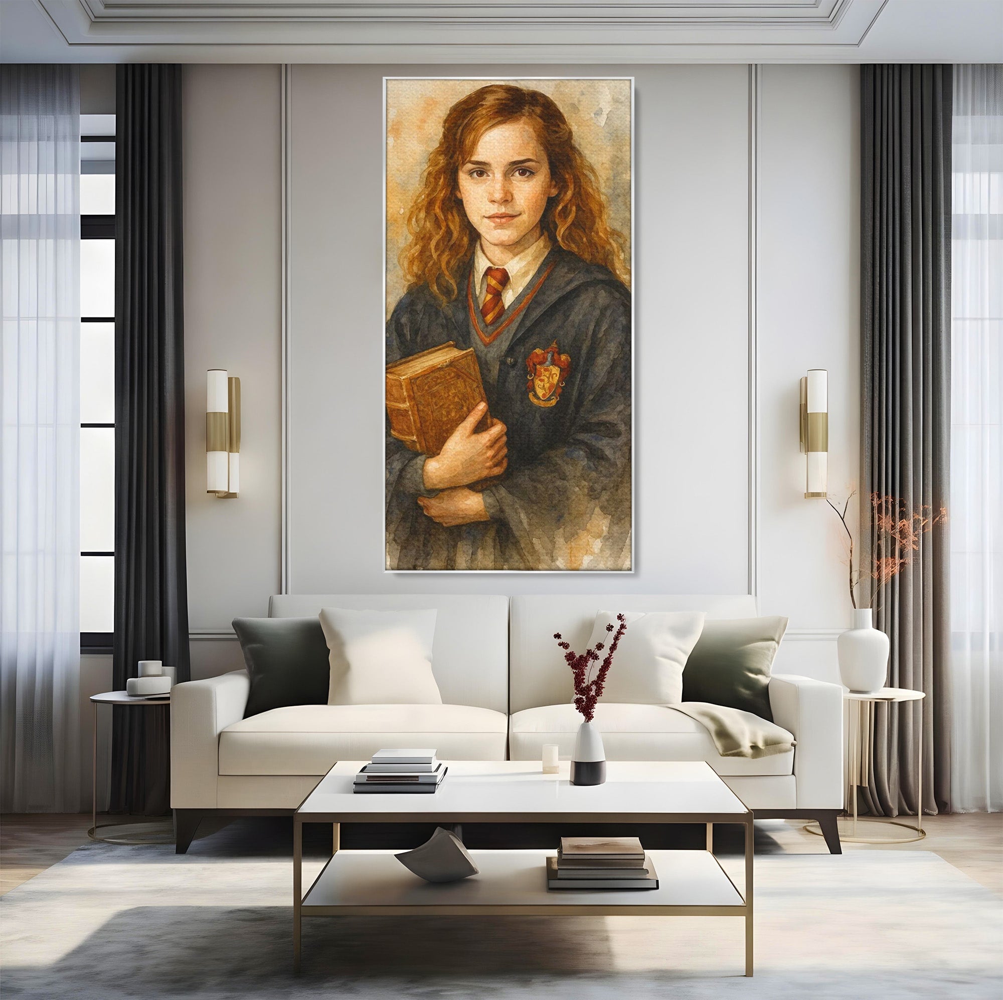 Tablou Canvas Premium LuxCanva® PI1219, Fata Cu Carte, Fata, Hermione, Portret, Living, Educatie, Culori Vibrante