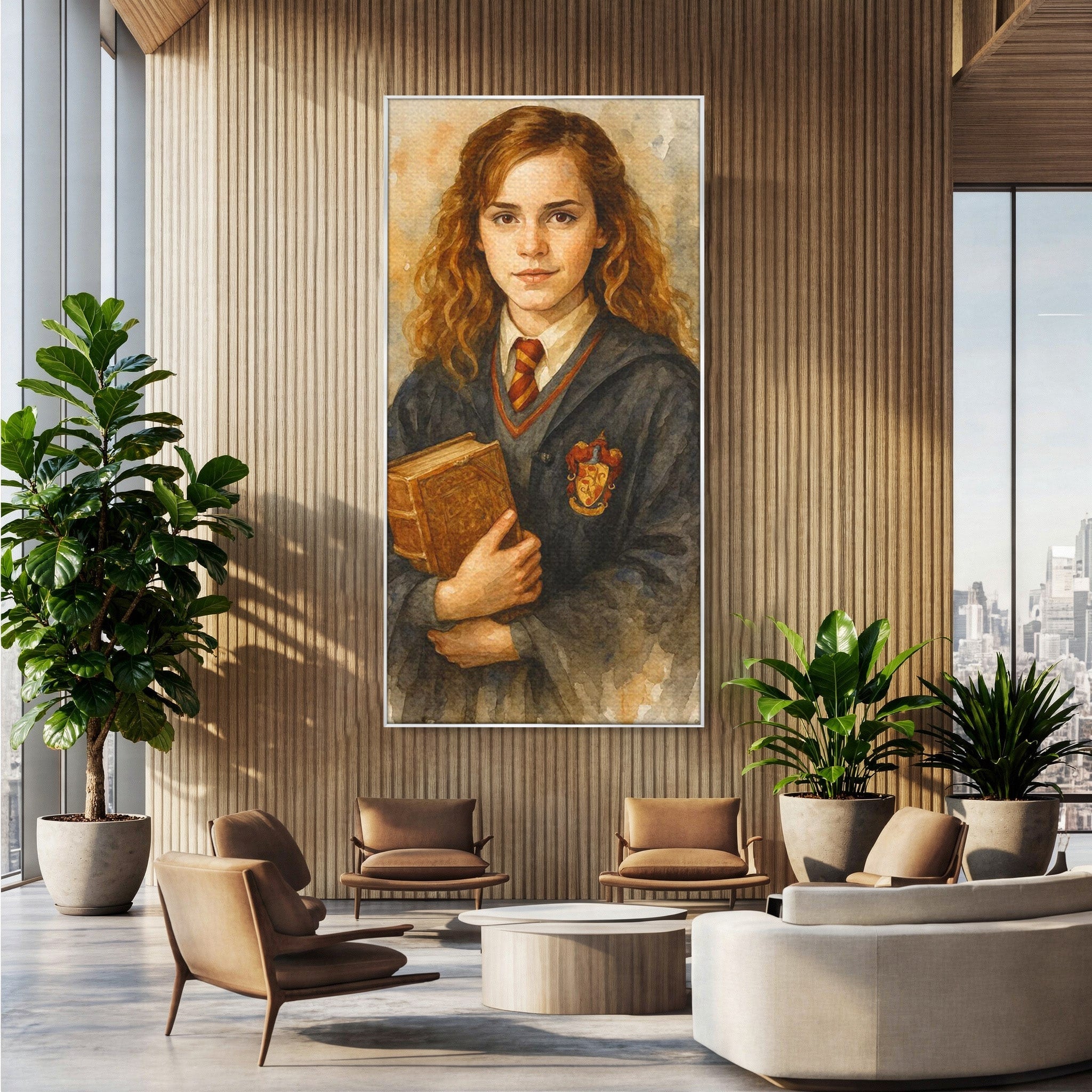 Tablou Canvas Premium LuxCanva® PI1219, Fata Cu Carte, Fata, Hermione, Portret, Living, Educatie, Culori Vibrante