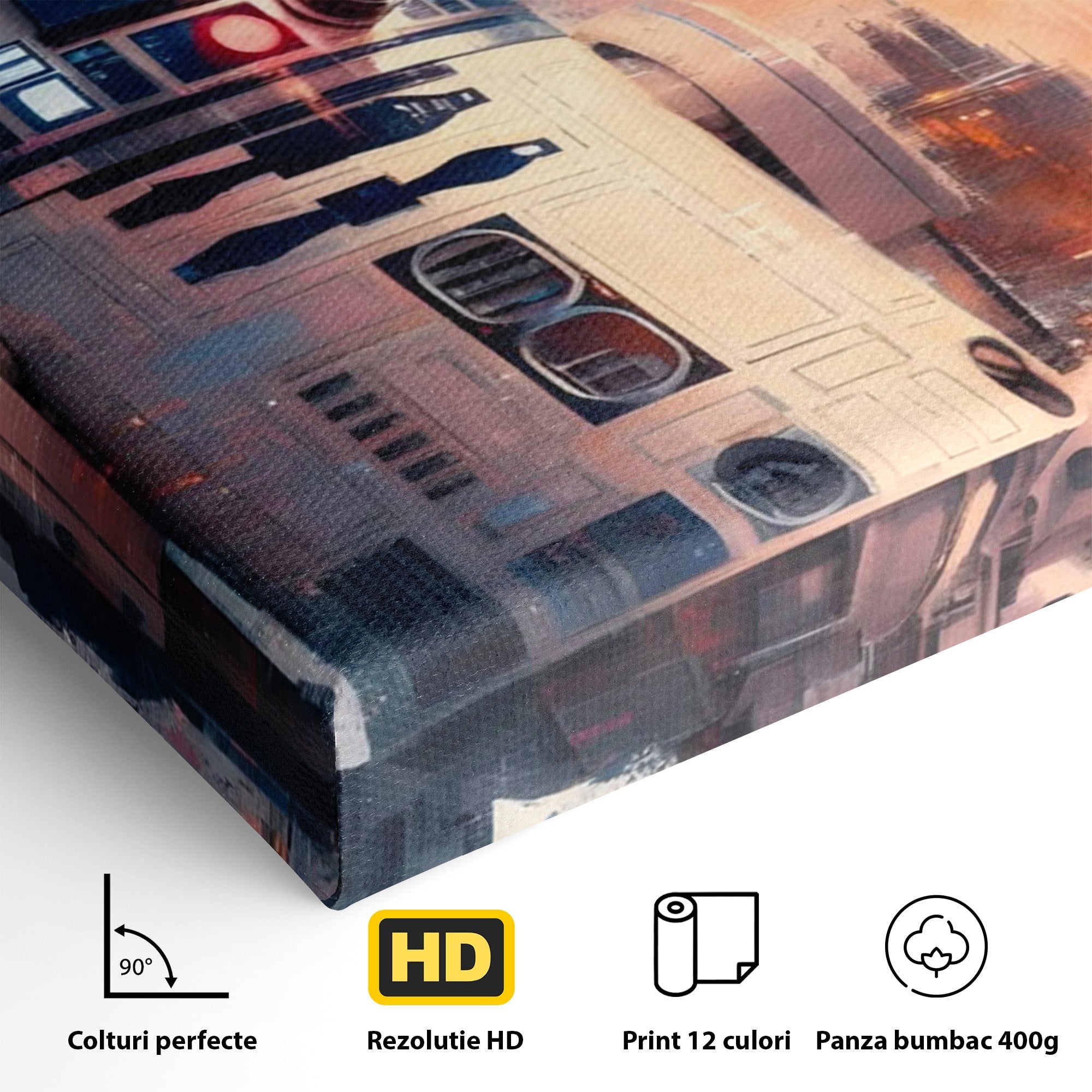 Tablou Canvas Premium LuxCanva® PI1225, Leia, Robot, Personaj, Femeie, Spatiu, Fantezie, Birou, Culori Vibrante