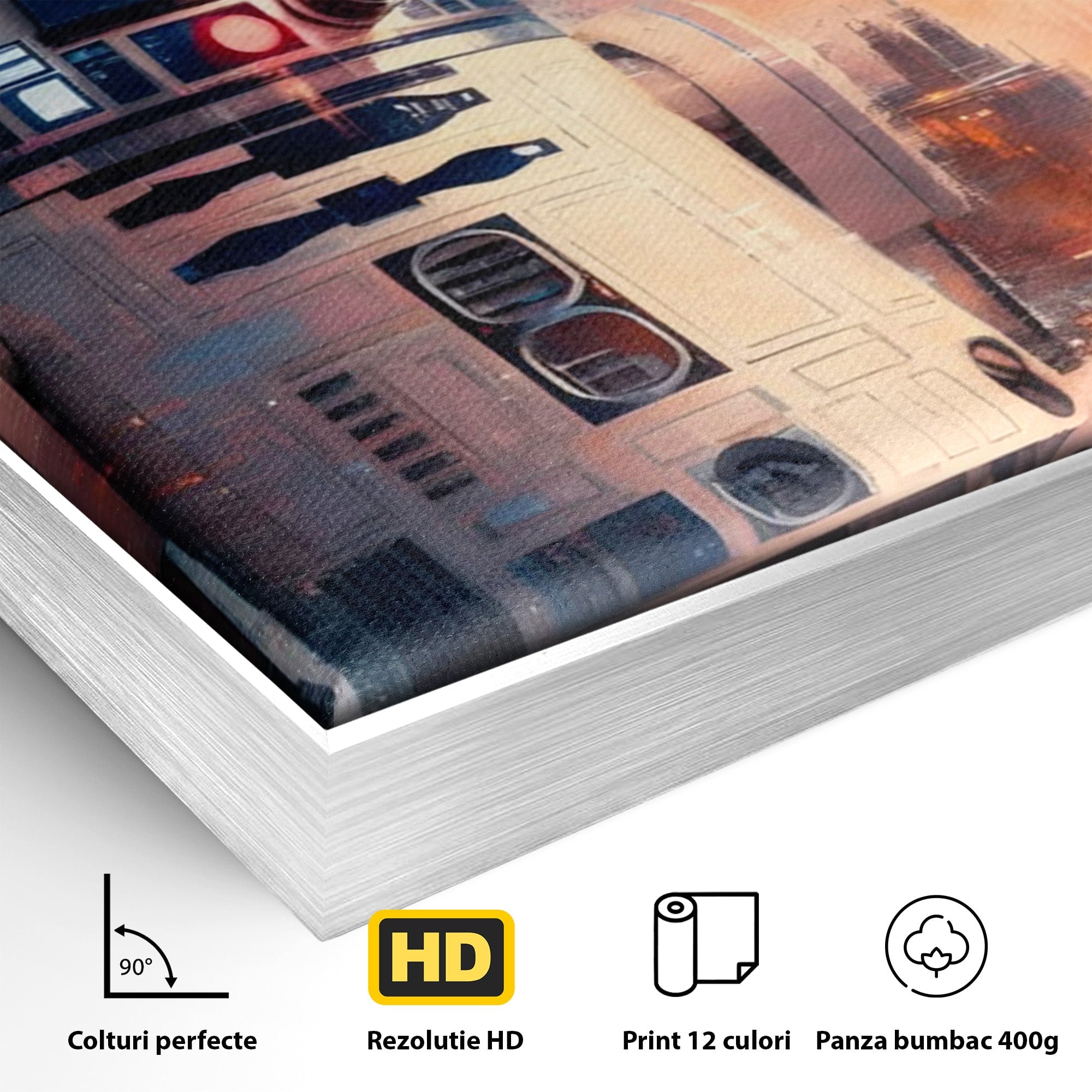 Tablou Canvas Premium LuxCanva® PI1225, Leia, Robot, Personaj, Femeie, Spatiu, Fantezie, Birou, Culori Vibrante