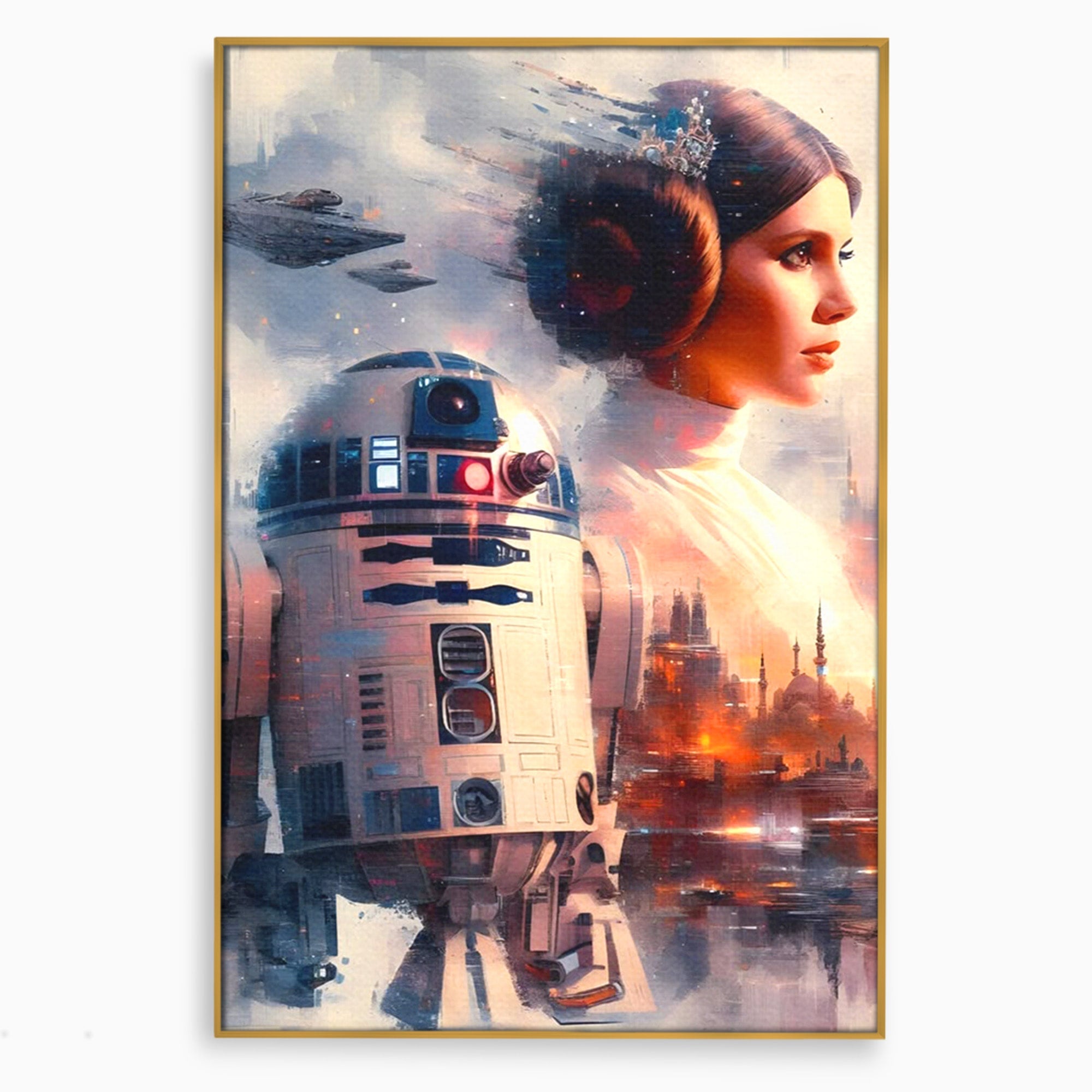 Tablou Canvas Premium LuxCanva® PI1225, Leia, Robot, Personaj, Femeie, Spatiu, Fantezie, Birou, Culori Vibrante