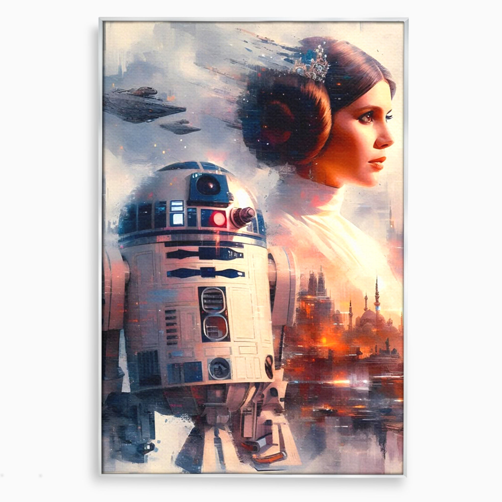 Tablou Canvas Premium LuxCanva® PI1225, Leia, Robot, Personaj, Femeie, Spatiu, Fantezie, Birou, Culori Vibrante