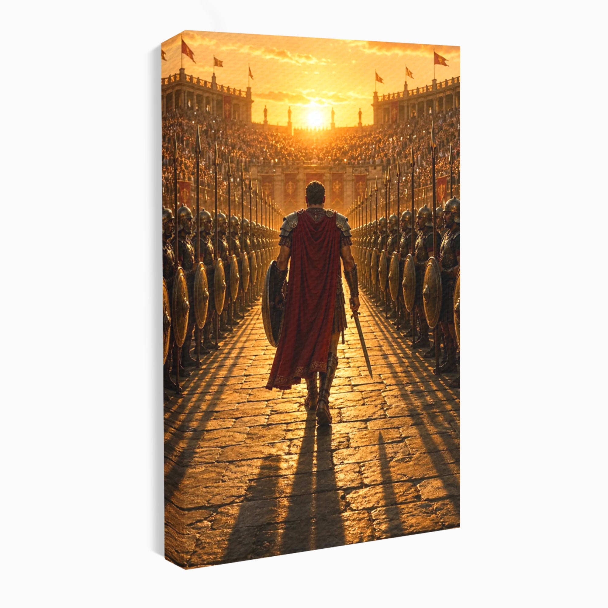 Tablou Canvas Premium LuxCanva® PI1227, Gladiator In Arena, Film, Roma, Antica, Razboinic, Apus, Living, Dormitor, Culori Vibrante