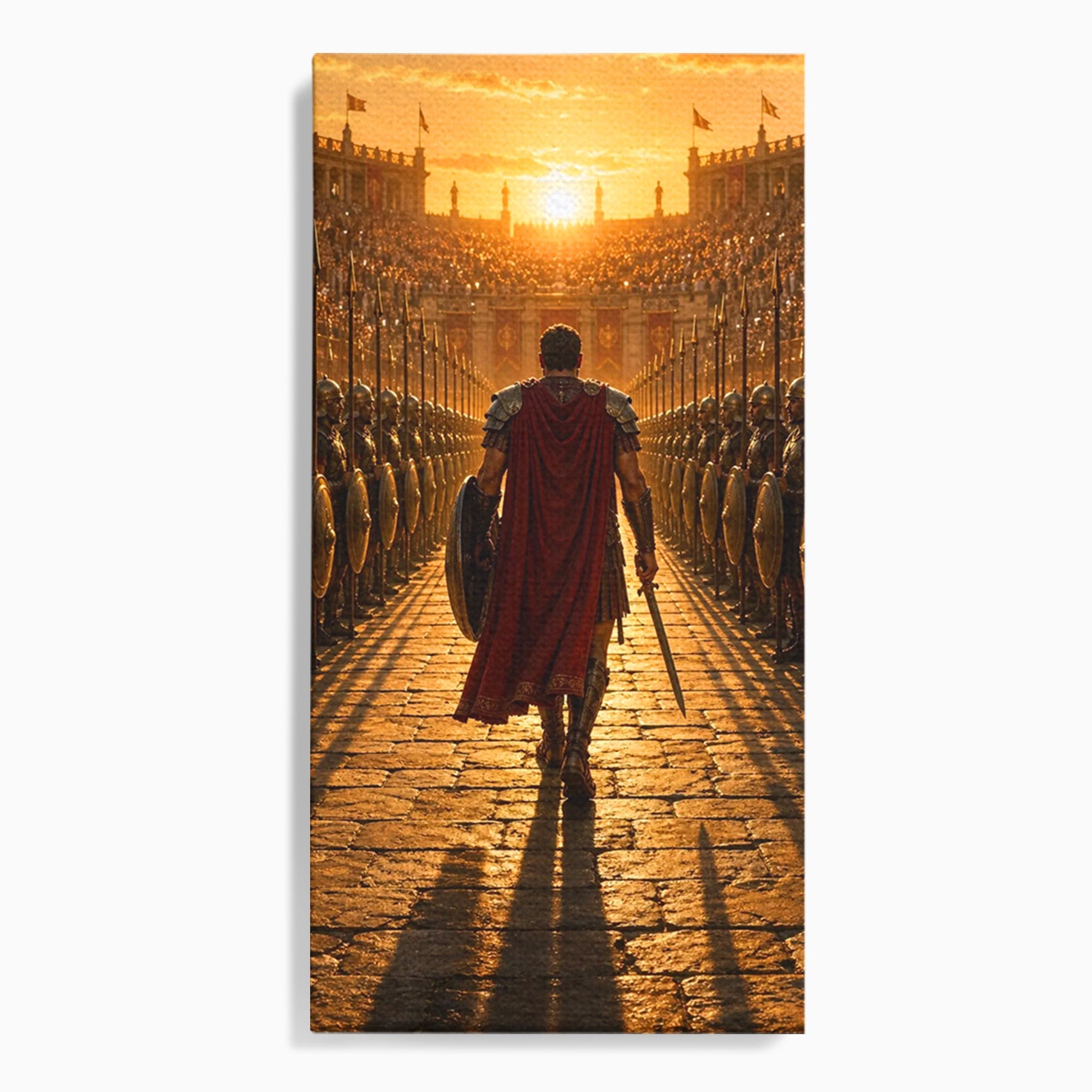 Tablou Canvas Premium LuxCanva® PI1227, Gladiator In Arena, Film, Roma, Antica, Razboinic, Apus, Living, Dormitor, Culori Vibrante