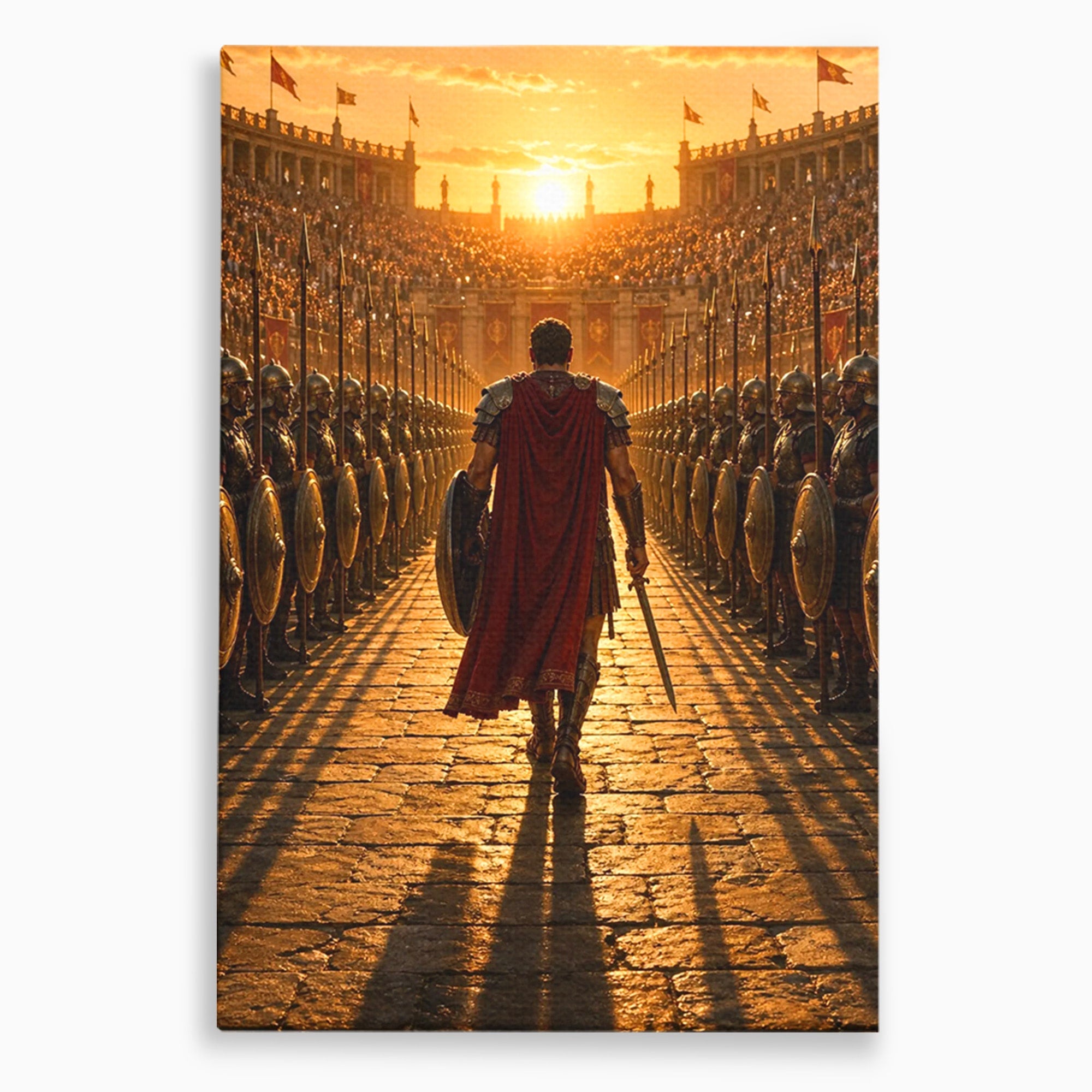 Tablou Canvas Premium LuxCanva® PI1227, Gladiator In Arena, Film, Roma, Antica, Razboinic, Apus, Living, Dormitor, Culori Vibrante