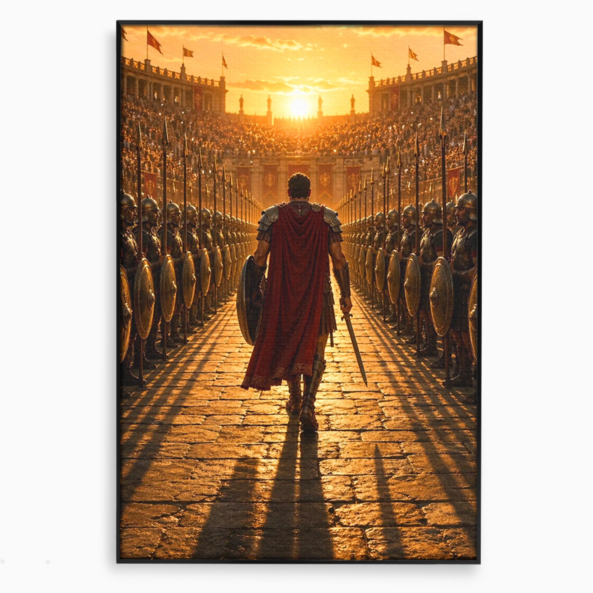 Tablou Canvas Premium LuxCanva® PI1227, Gladiator In Arena, Film, Roma, Antica, Razboinic, Apus, Living, Dormitor, Culori Vibrante