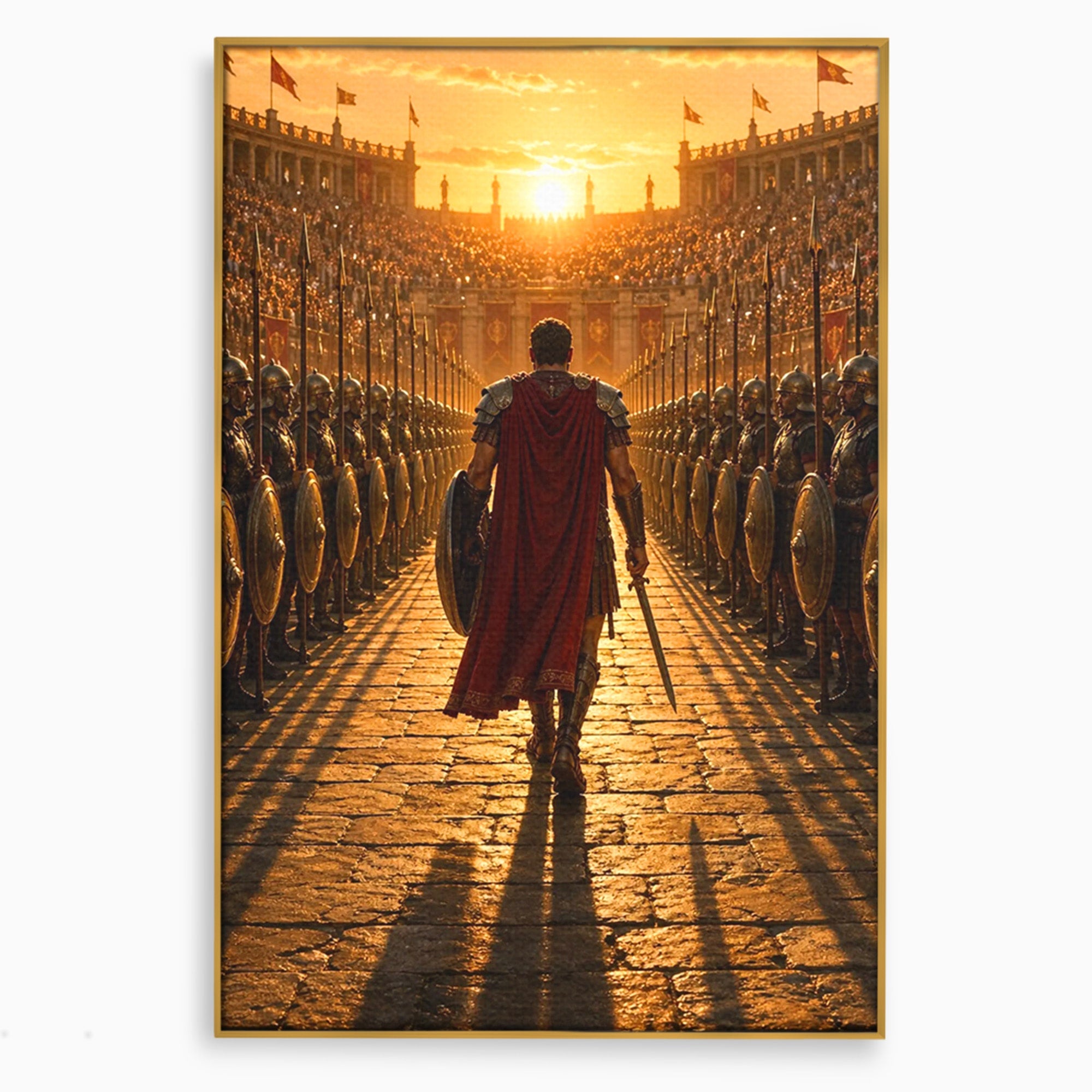 Tablou Canvas Premium LuxCanva® PI1227, Gladiator In Arena, Film, Roma, Antica, Razboinic, Apus, Living, Dormitor, Culori Vibrante