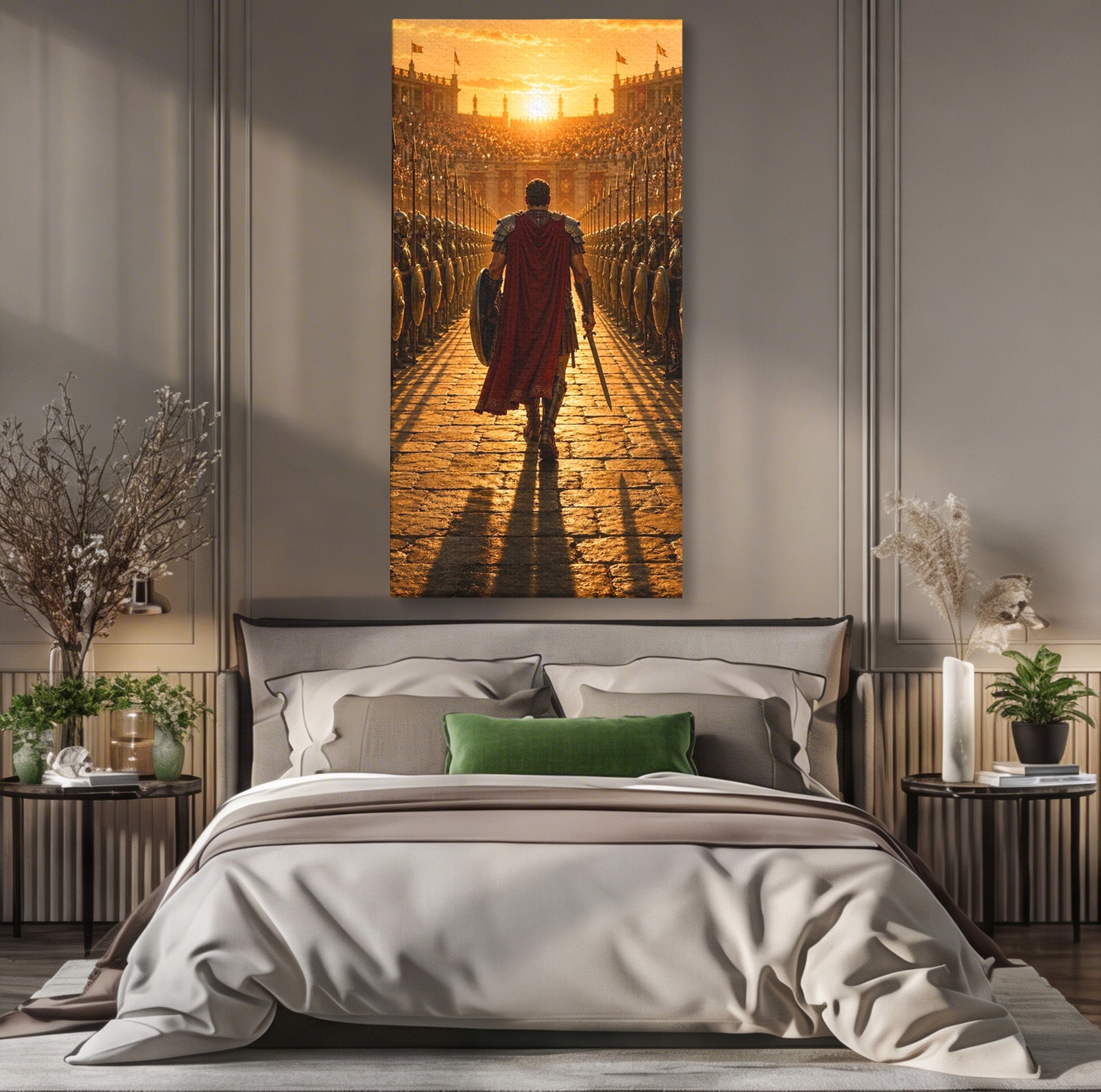 Tablou Canvas Premium LuxCanva® PI1227, Gladiator In Arena, Film, Roma, Antica, Razboinic, Apus, Living, Dormitor, Culori Vibrante
