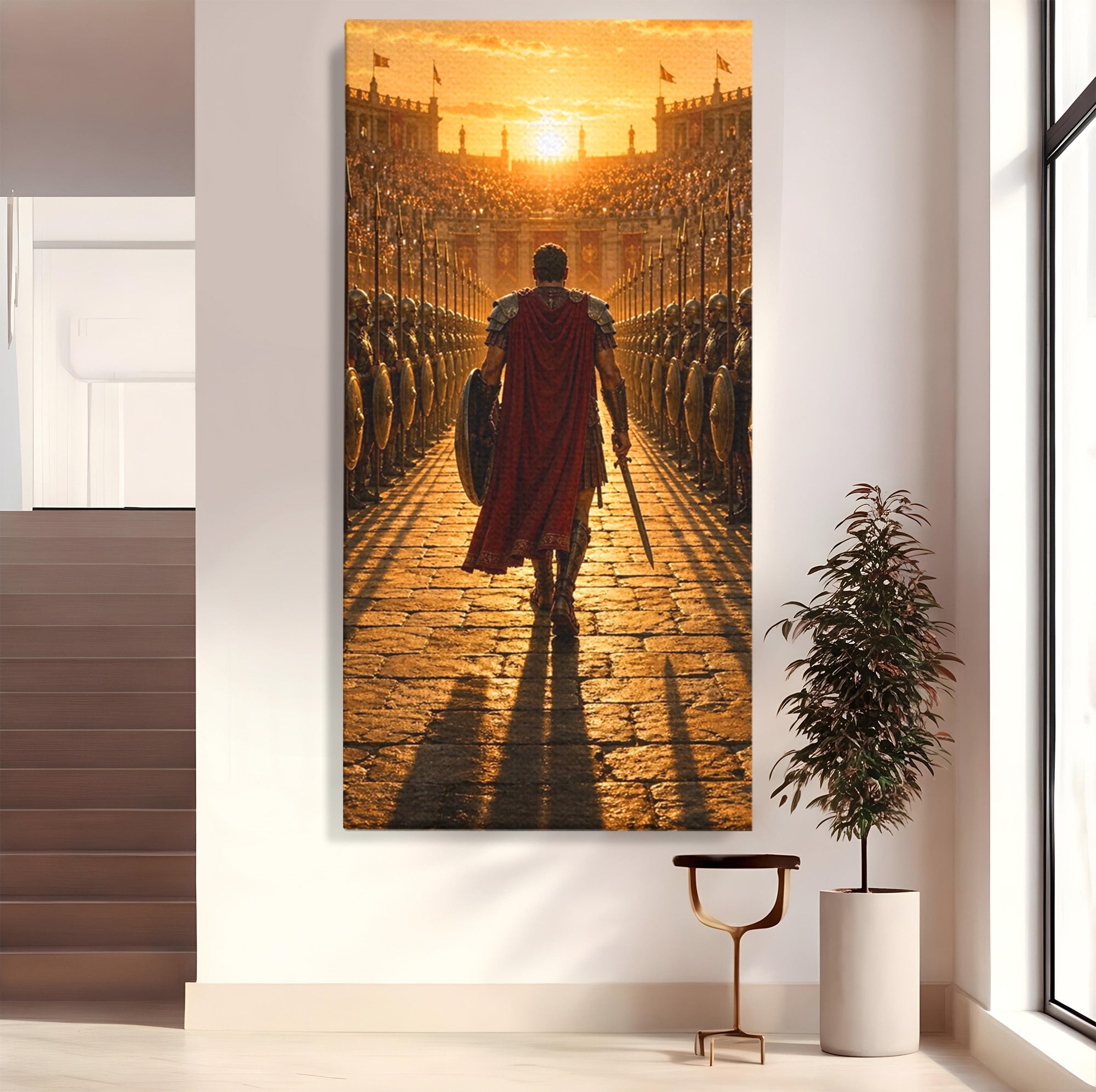 Tablou Canvas Premium LuxCanva® PI1227, Gladiator In Arena, Film, Roma, Antica, Razboinic, Apus, Living, Dormitor, Culori Vibrante