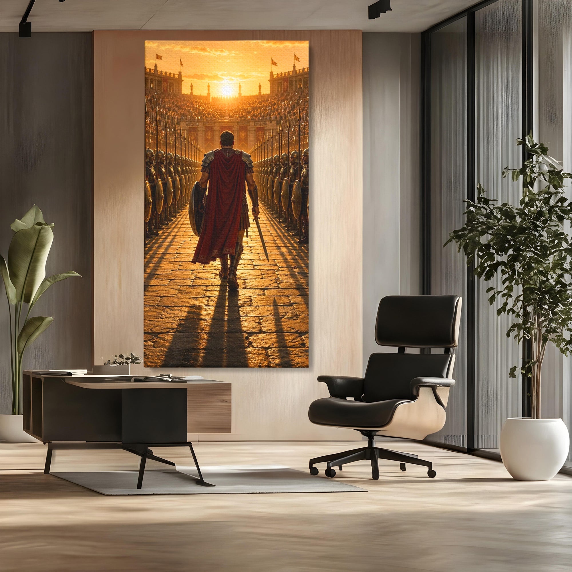 Tablou Canvas Premium LuxCanva® PI1227, Gladiator In Arena, Film, Roma, Antica, Razboinic, Apus, Living, Dormitor, Culori Vibrante
