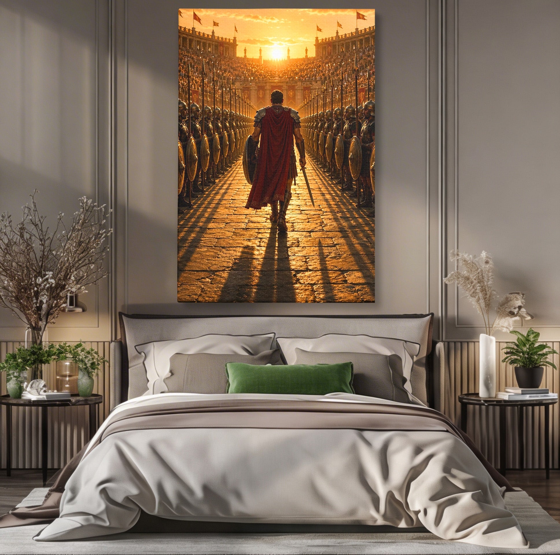 Tablou Canvas Premium LuxCanva® PI1227, Gladiator In Arena, Film, Roma, Antica, Razboinic, Apus, Living, Dormitor, Culori Vibrante