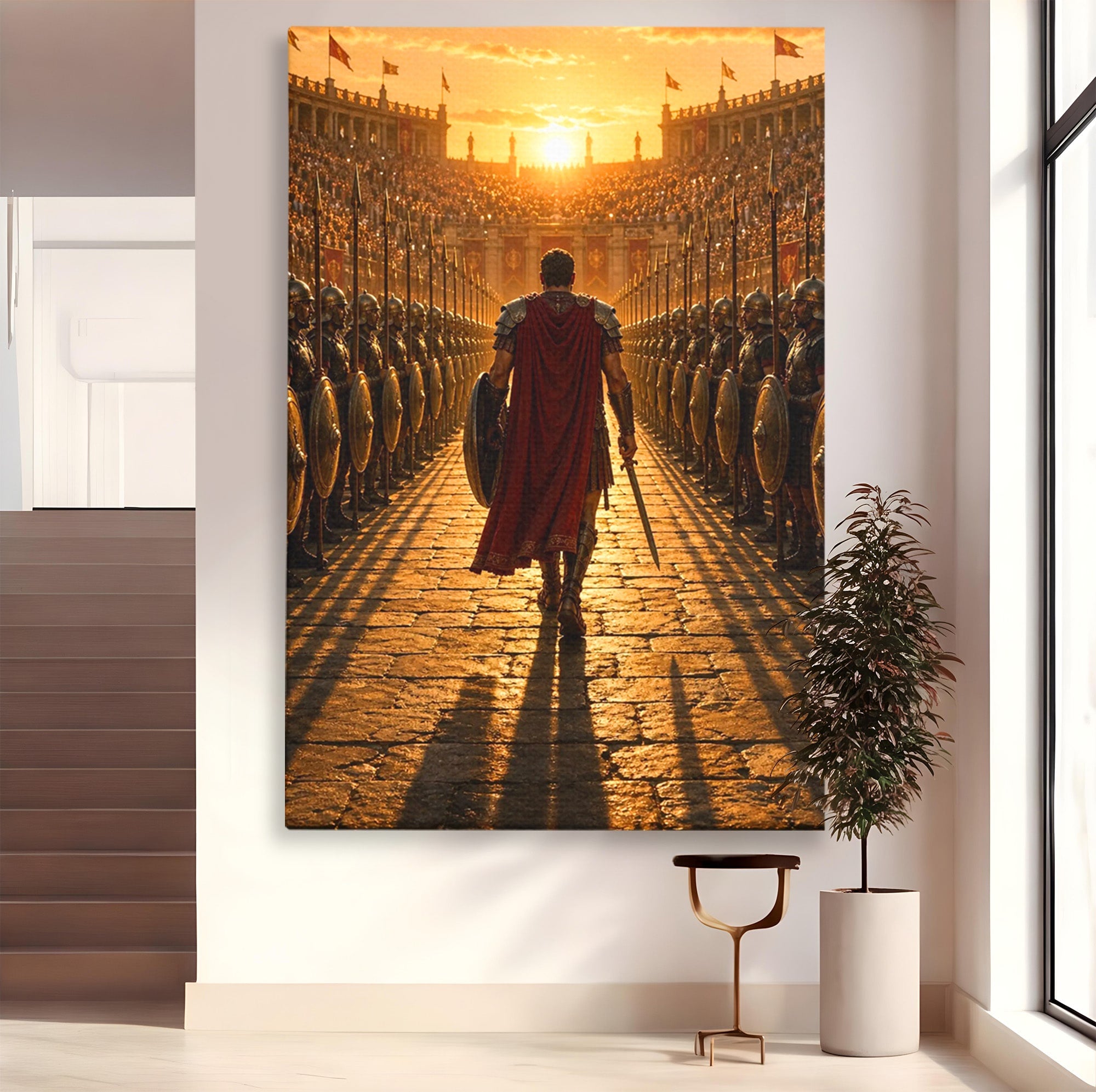 Tablou Canvas Premium LuxCanva® PI1227, Gladiator In Arena, Film, Roma, Antica, Razboinic, Apus, Living, Dormitor, Culori Vibrante