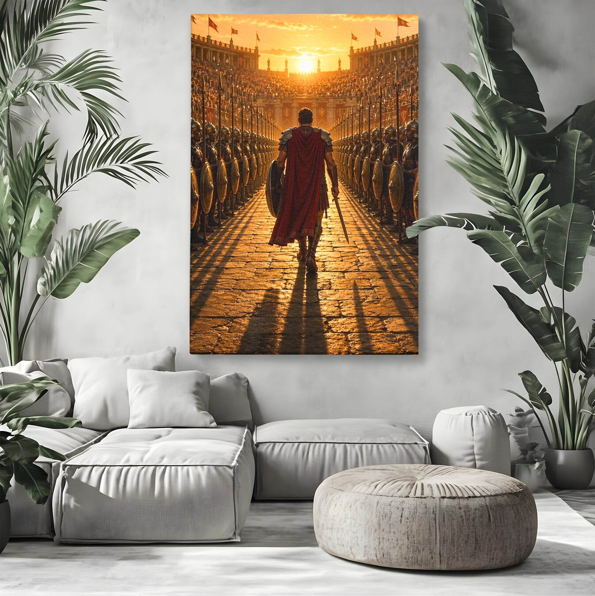 Tablou Canvas Premium LuxCanva® PI1227, Gladiator In Arena, Film, Roma, Antica, Razboinic, Apus, Living, Dormitor, Culori Vibrante
