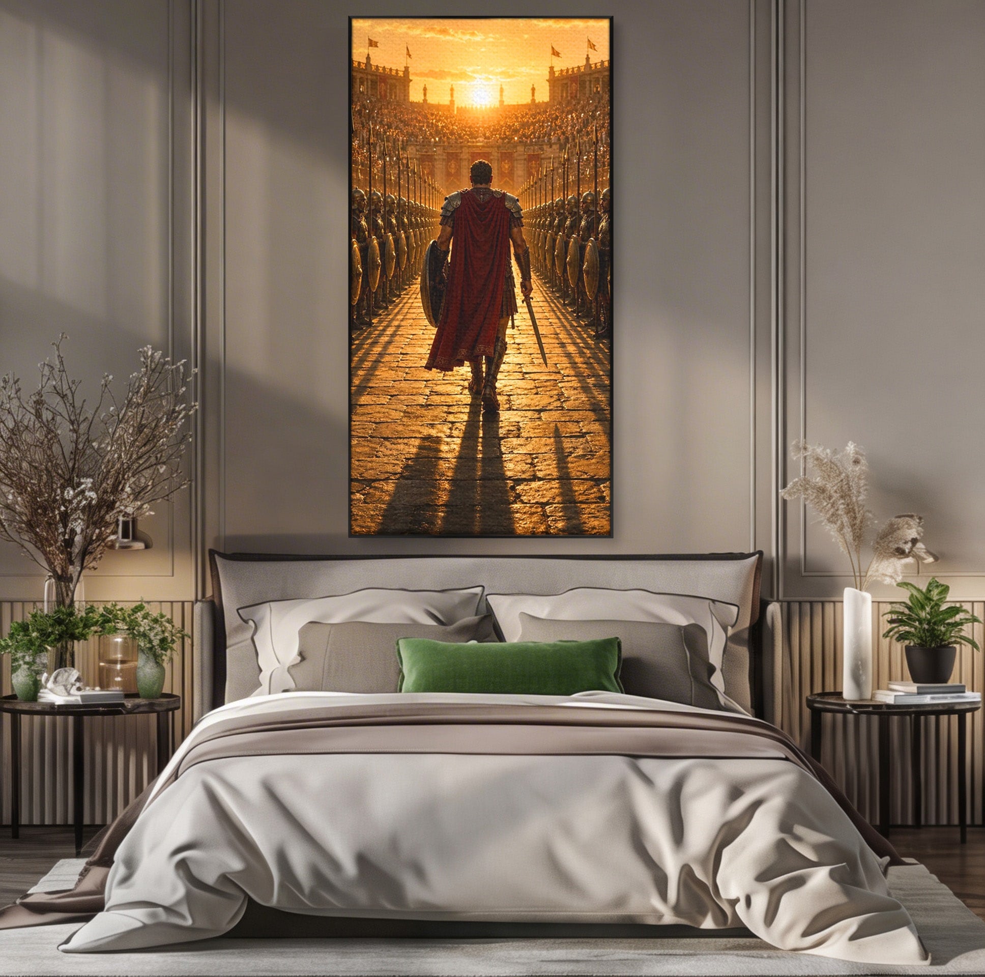Tablou Canvas Premium LuxCanva® PI1227, Gladiator In Arena, Film, Roma, Antica, Razboinic, Apus, Living, Dormitor, Culori Vibrante