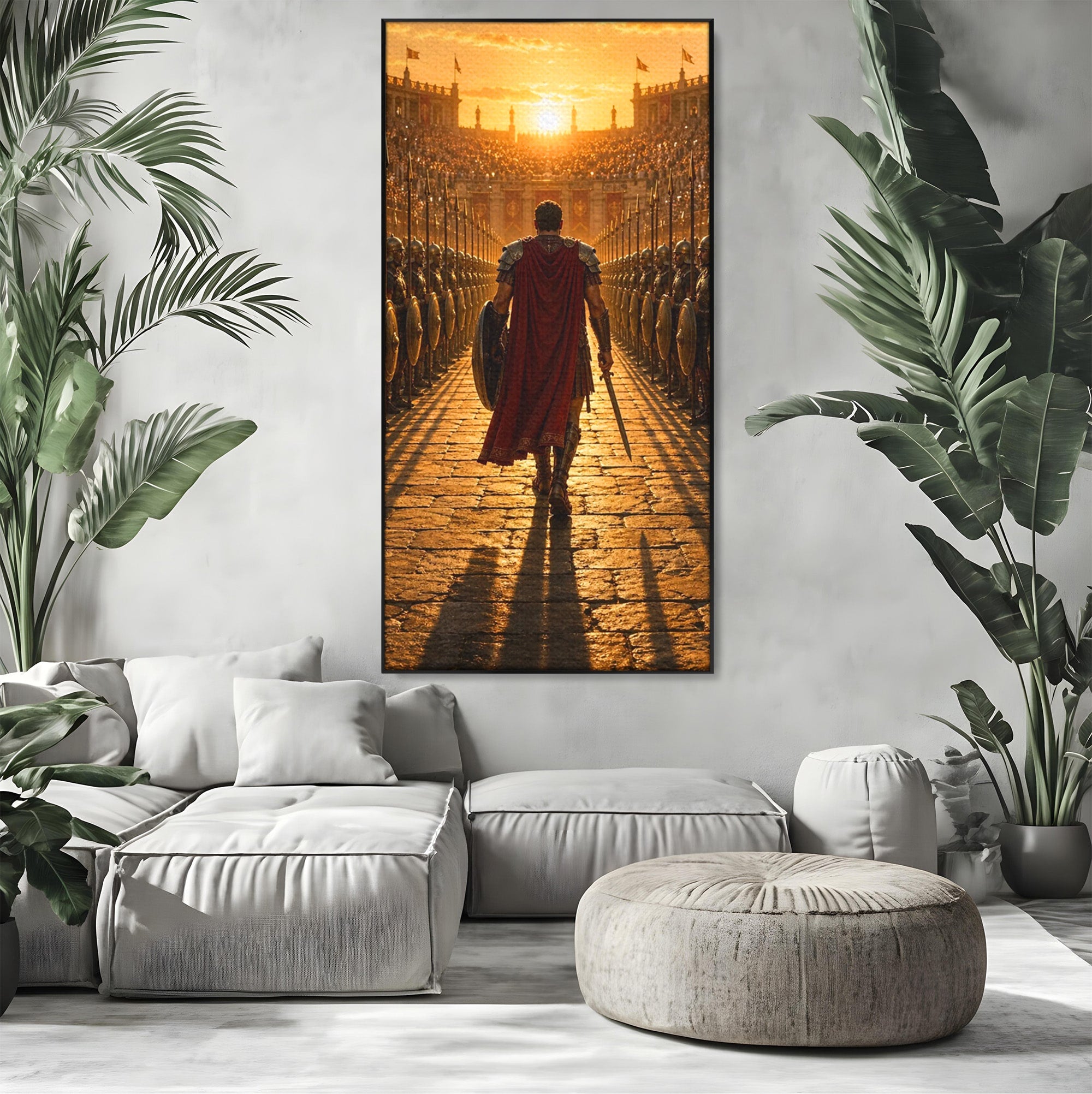 Tablou Canvas Premium LuxCanva® PI1227, Gladiator In Arena, Film, Roma, Antica, Razboinic, Apus, Living, Dormitor, Culori Vibrante
