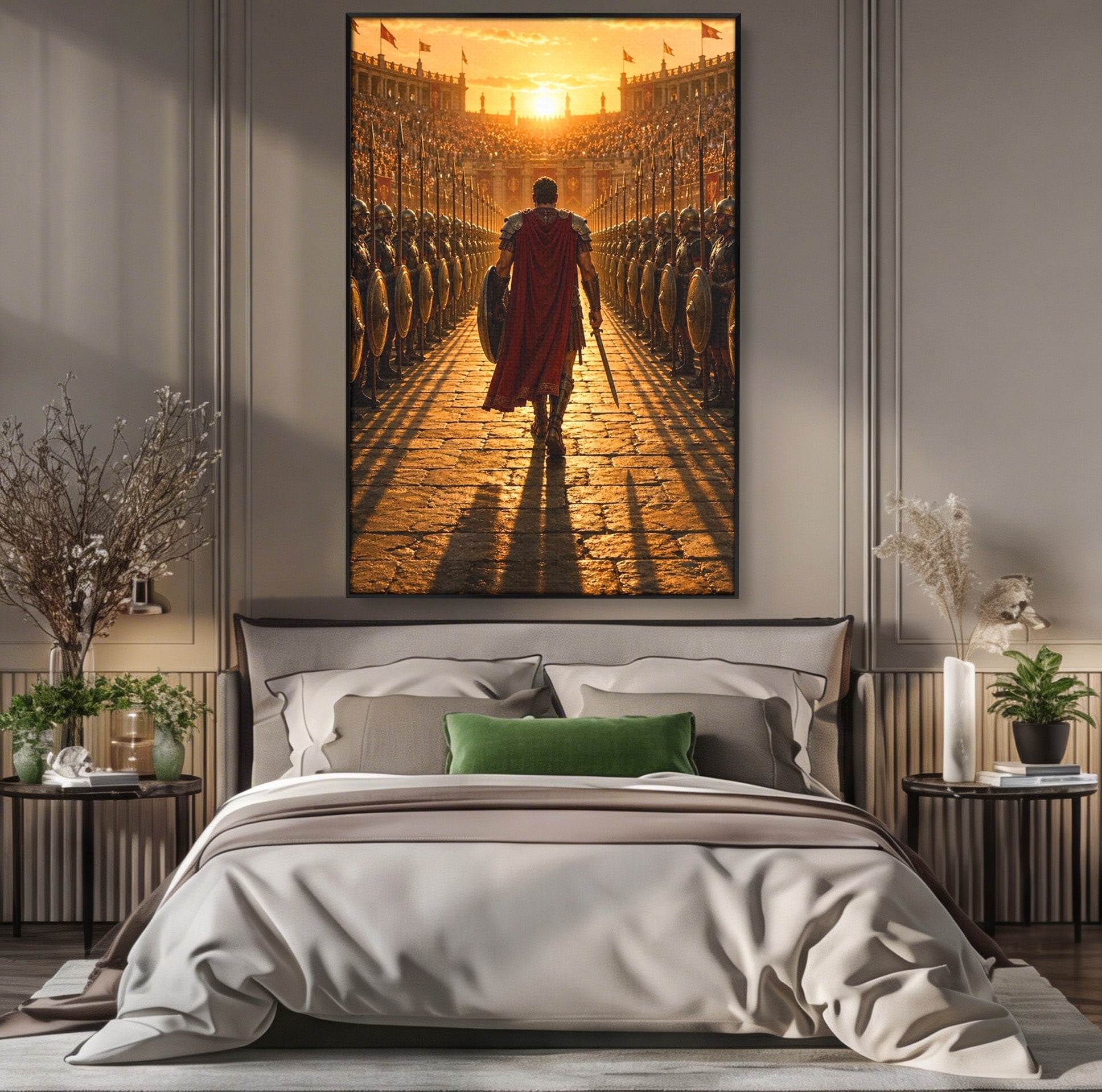 Tablou Canvas Premium LuxCanva® PI1227, Gladiator In Arena, Film, Roma, Antica, Razboinic, Apus, Living, Dormitor, Culori Vibrante