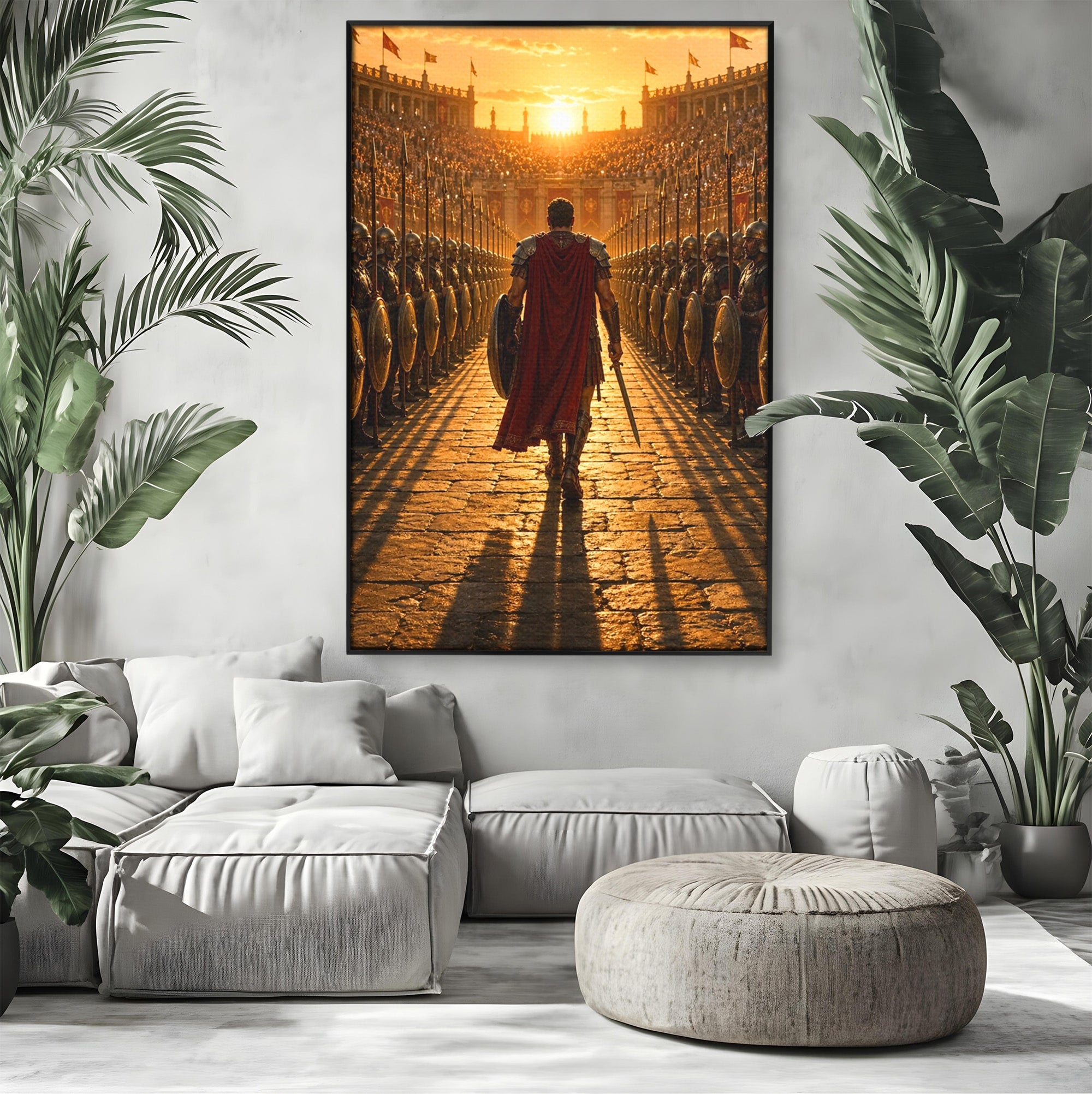 Tablou Canvas Premium LuxCanva® PI1227, Gladiator In Arena, Film, Roma, Antica, Razboinic, Apus, Living, Dormitor, Culori Vibrante