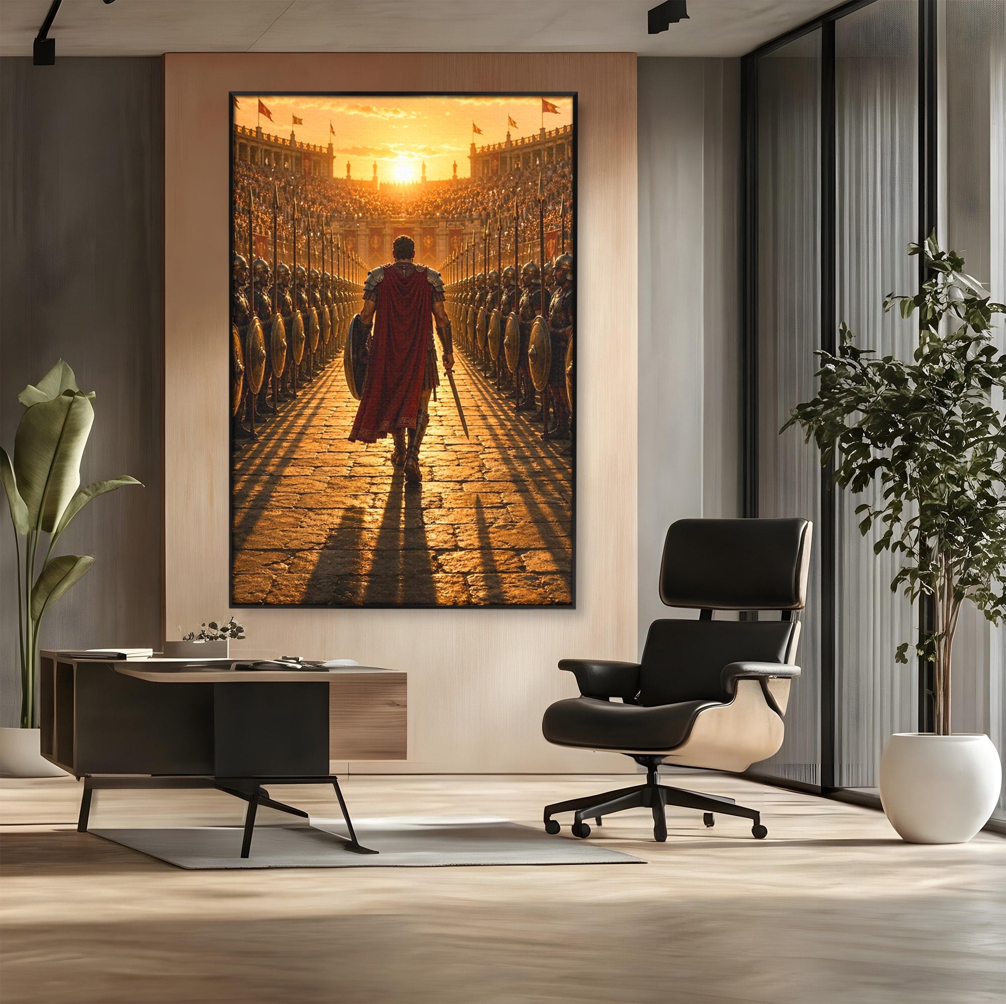 Tablou Canvas Premium LuxCanva® PI1227, Gladiator In Arena, Film, Roma, Antica, Razboinic, Apus, Living, Dormitor, Culori Vibrante