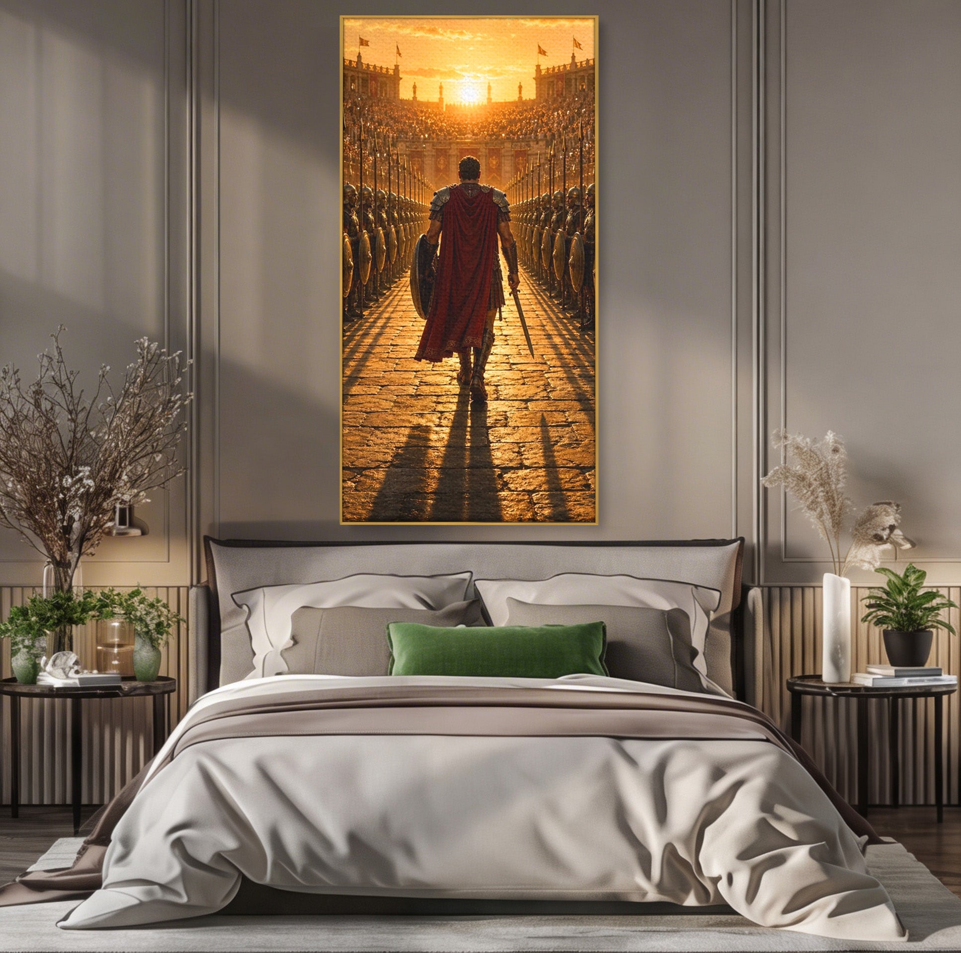 Tablou Canvas Premium LuxCanva® PI1227, Gladiator In Arena, Film, Roma, Antica, Razboinic, Apus, Living, Dormitor, Culori Vibrante